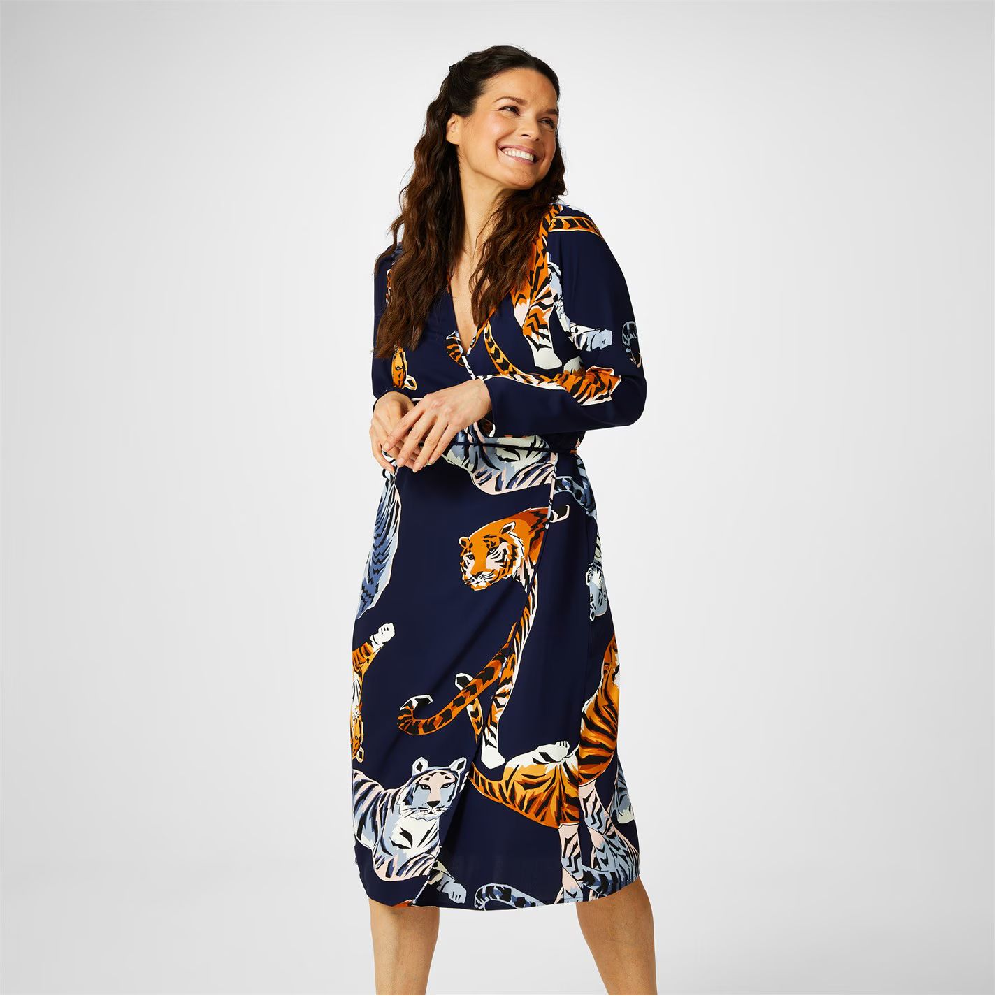 기모노 랩 드레스 빅 캣 프린트 Biba Kimono Wrap Dress Big Cat Print 64182499