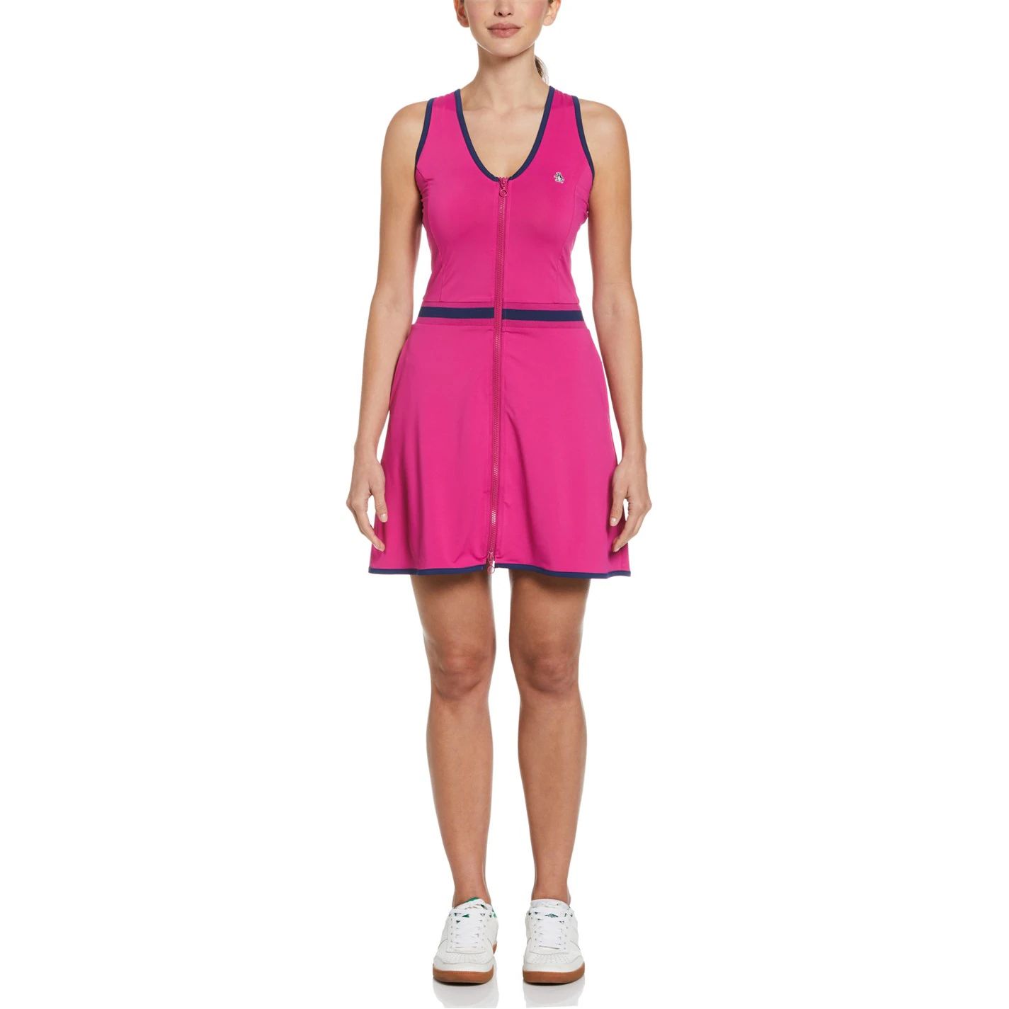 브이넥 테니스 드레스 여성 푸시아 레드 V-Neck Tennis Dress Womens Fuchsia Red 63233608