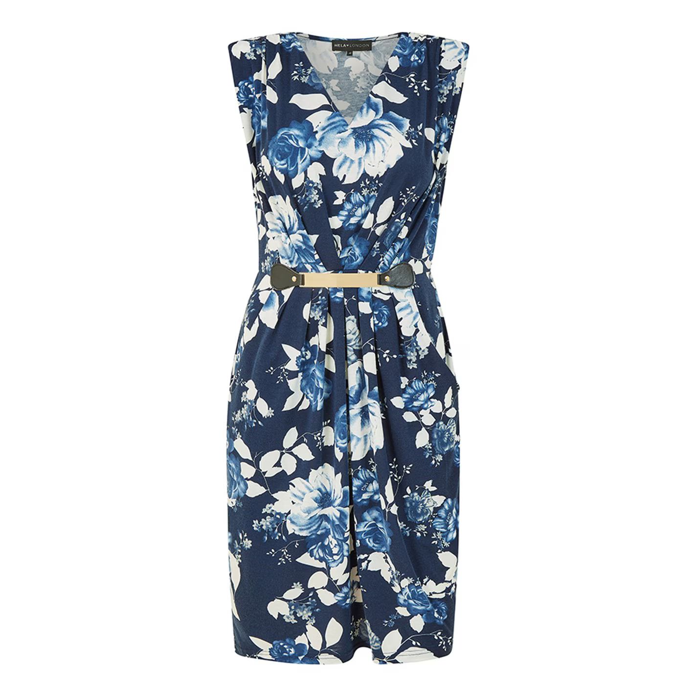 런던 네이비 플로랄 저지 포켓 드레스 Mela London Navy Floral Jersey Pocket Dress Navy 32281218