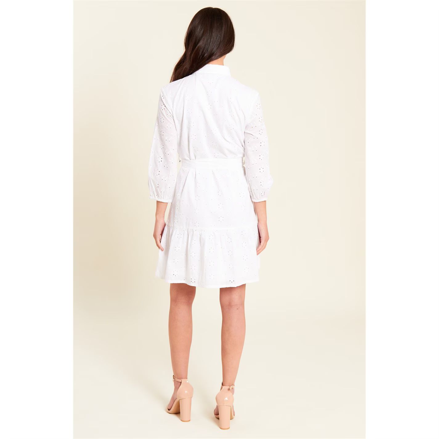 타이 화이트 Broderie Tie Waist Shirtdress White 68857001