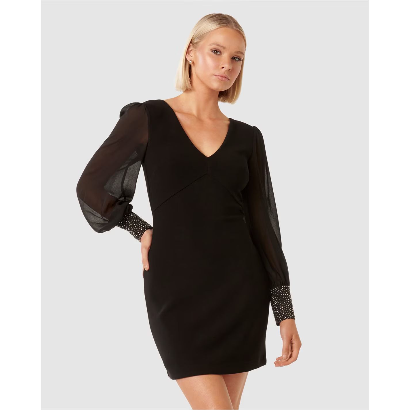 커프 미니 드레스 블랙 Adaline Rhinestone Cuff Mini Dress Black 30924203