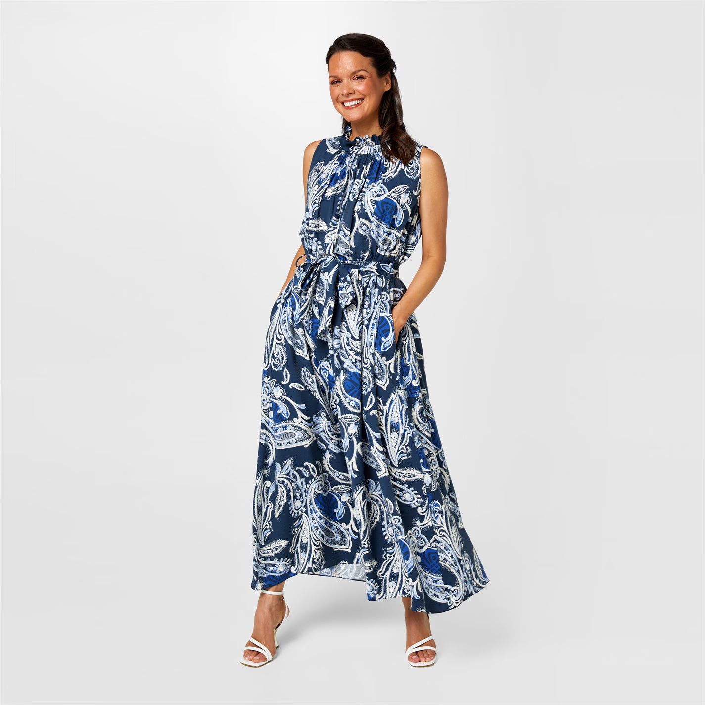 벨트 맥시 드레스 프린트 Biba Belted Maxi Dress Paisley Print 65880370