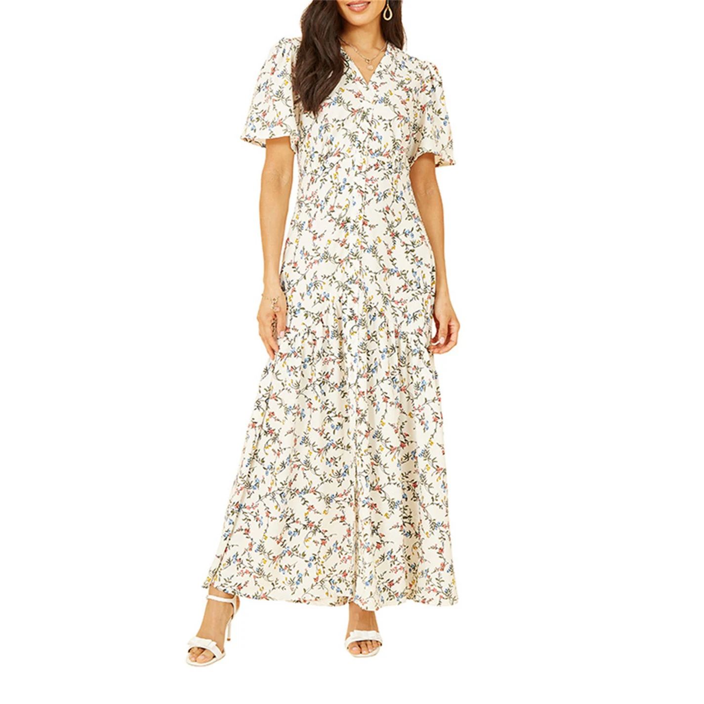 화이트 플로랄 맥시 드레스 Yumi White Botanical Floral Maxi Dress White 32224301