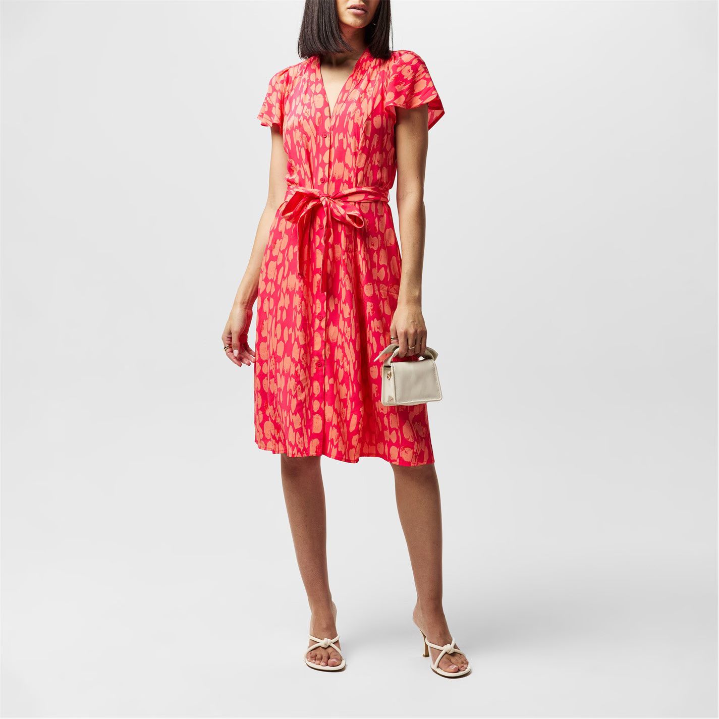 크레페 브이넥 드레스 Islanna Crepe V-Neck Dress 80-Coral-Azalea 64332912