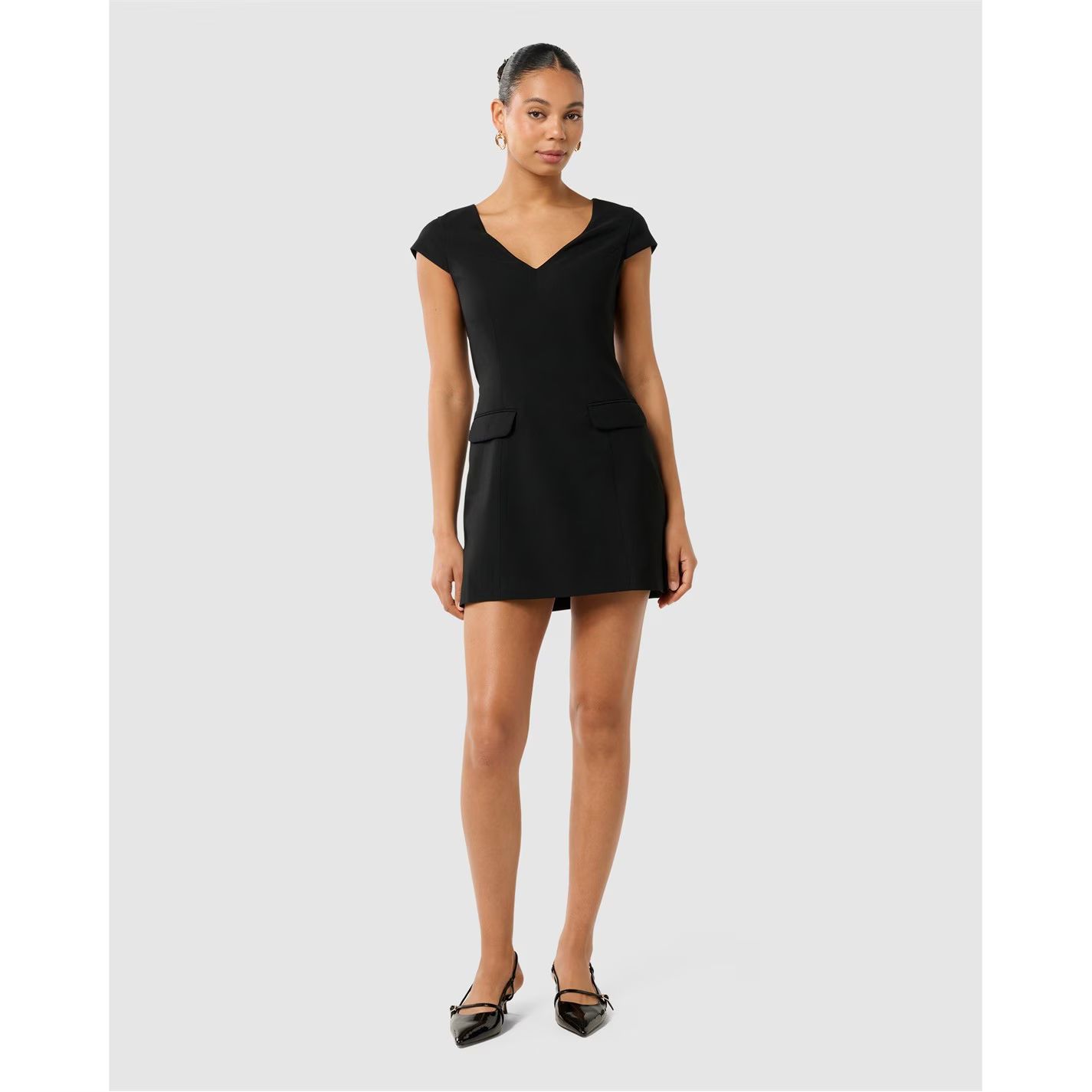 모자 슬리브 미니 드레스 블랙 Layla Cap Sleeves Mini Dress Black 33495803
