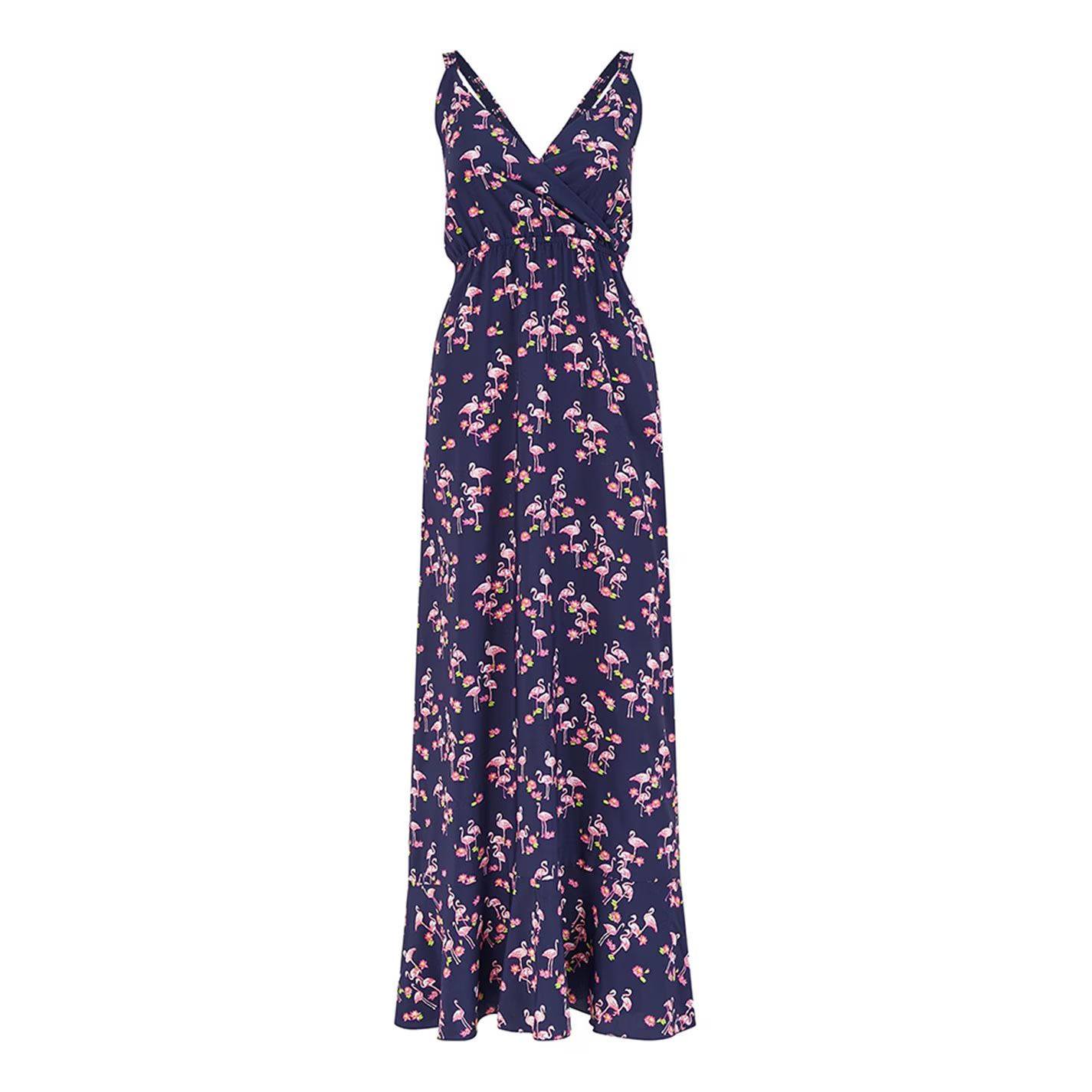네이비 프린팅 맥시 드레스 Yumi Navy Flamingo Printed Maxi Dress Navy 32269218