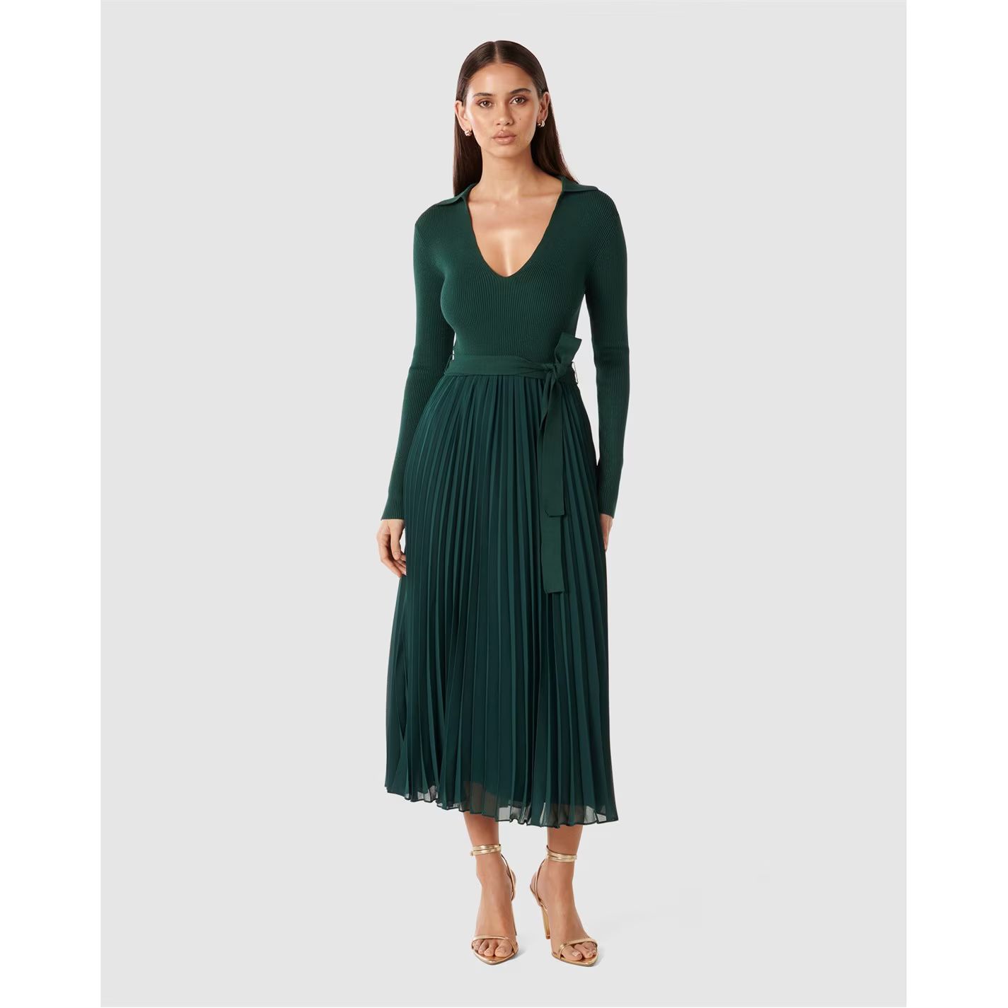 우븐 믹스 니트 드레스 그린 Posey Woven Mix Knit Dress Juniper Green 30865015