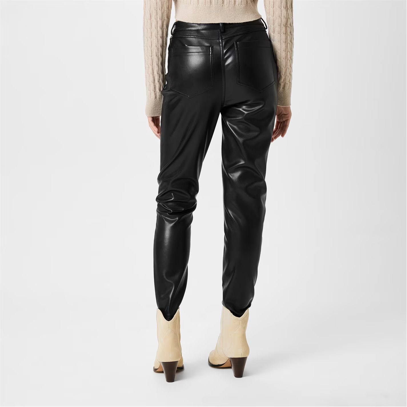 포우 가죽 스키니 바지 블랙 Faux Leather Skinny Trousers Black 29711203