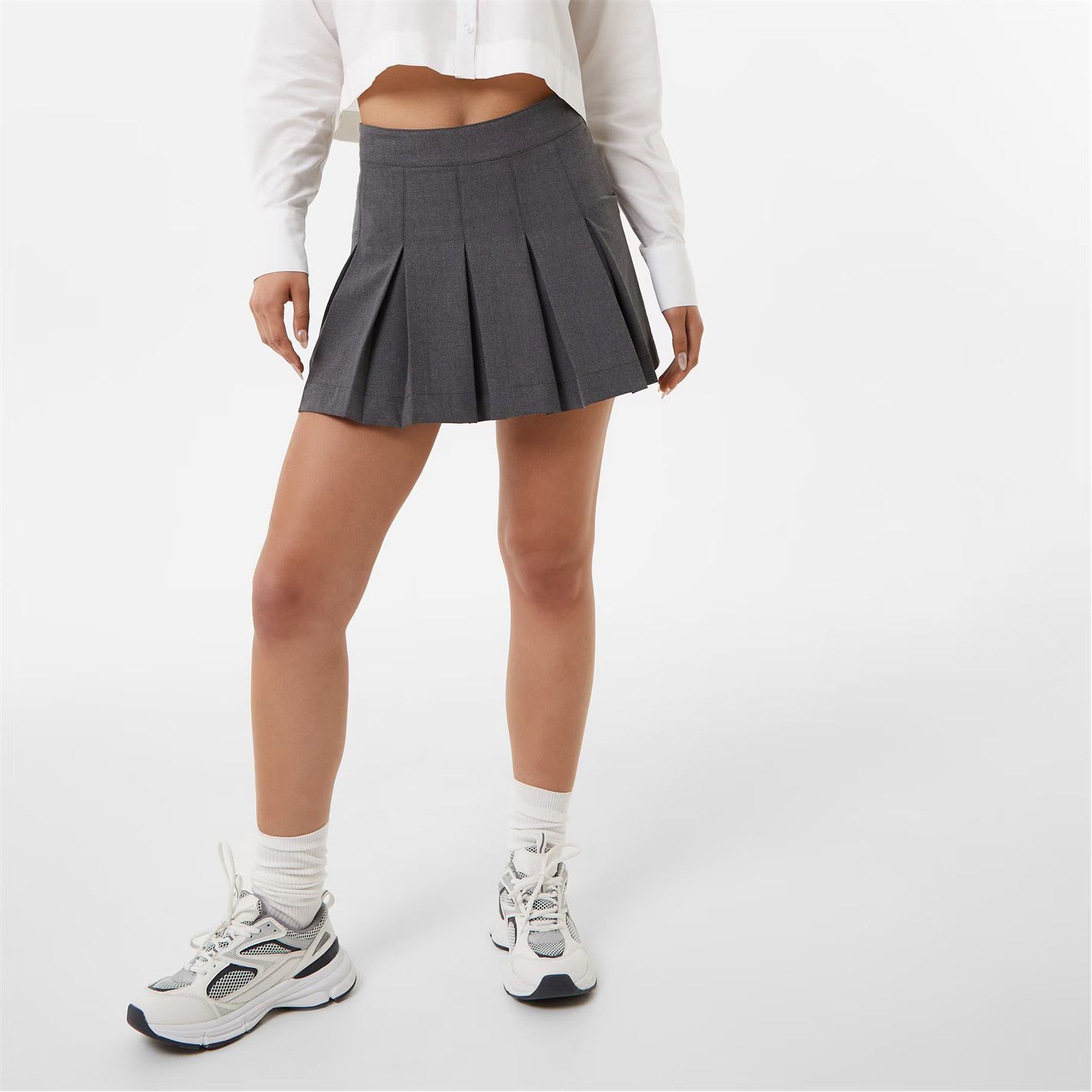 테일러드 플리츠 미니 스커트 차콜 Tailored Pleated Mini Skirt Charcoal 57714999