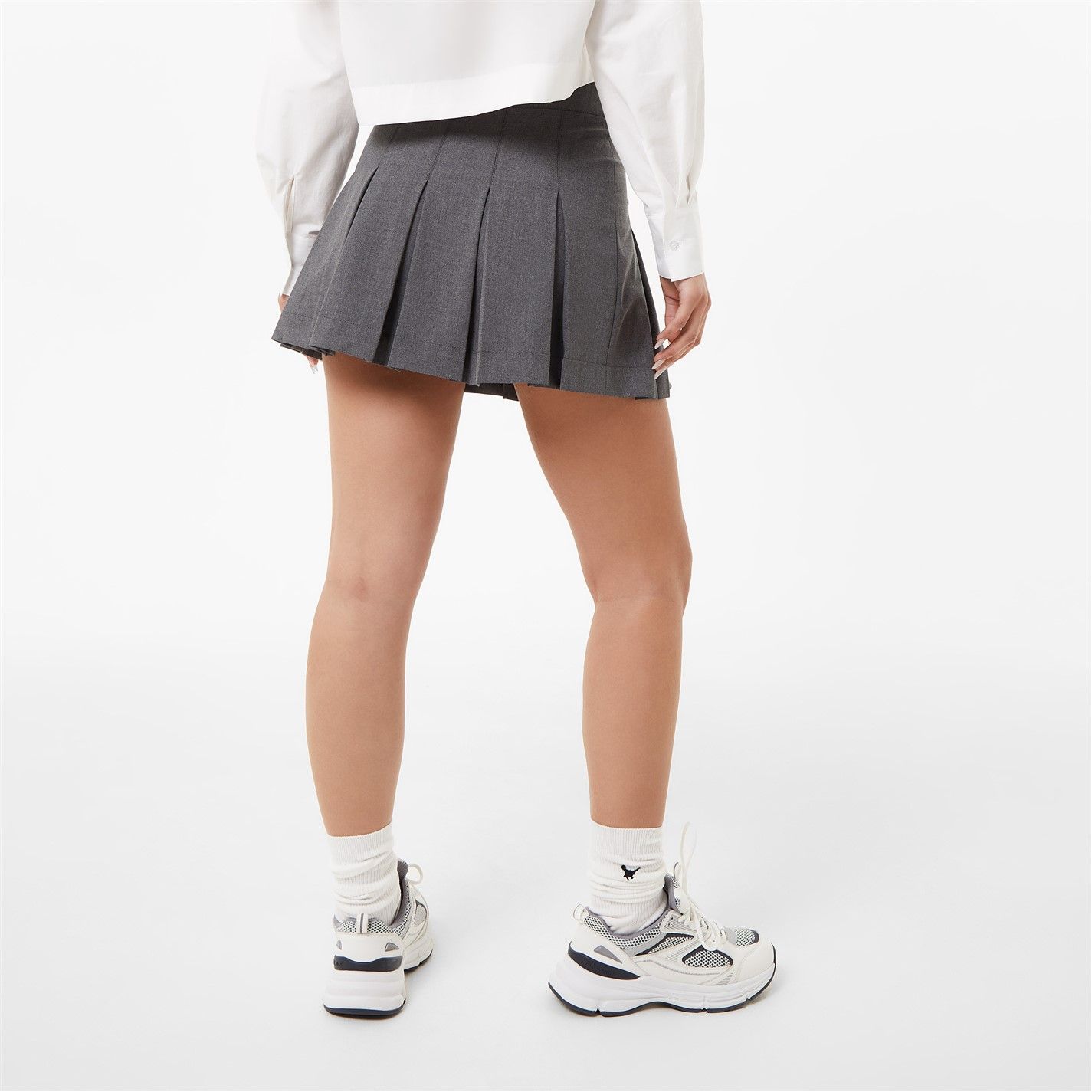 테일러드 플리츠 미니 스커트 차콜 Tailored Pleated Mini Skirt Charcoal 57714999