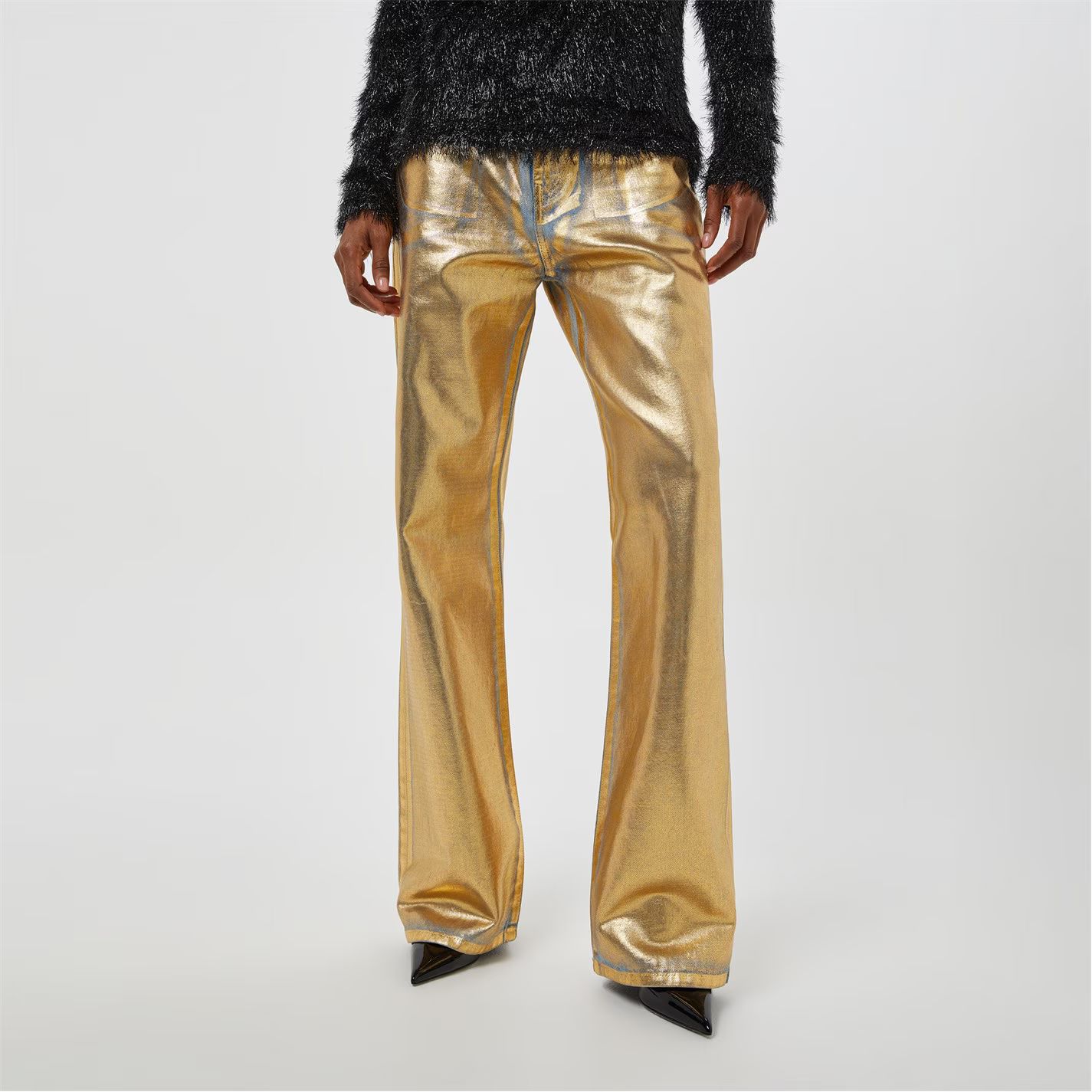 와이드 데님 다크 골드 Wide Leg Coated Jeans Dark Gold 62684910
