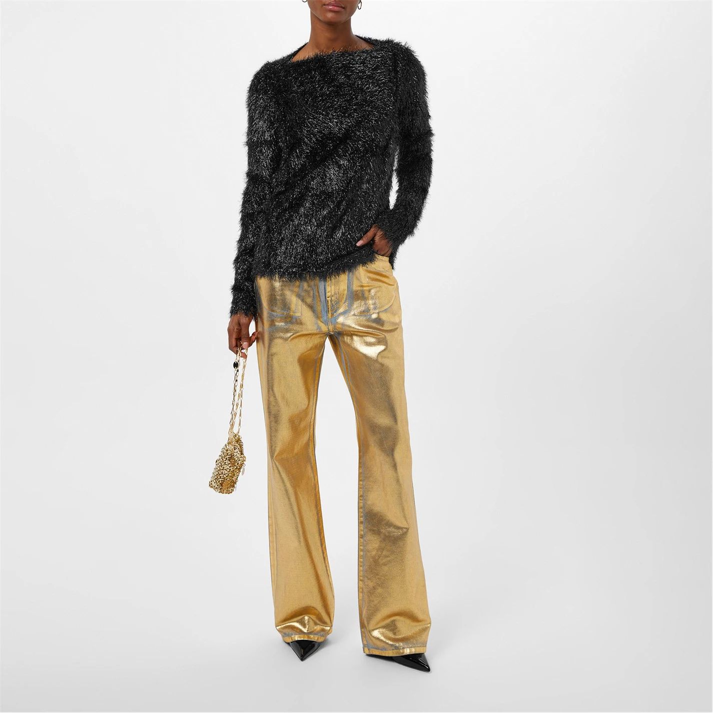 와이드 데님 다크 골드 Wide Leg Coated Jeans Dark Gold 62684910