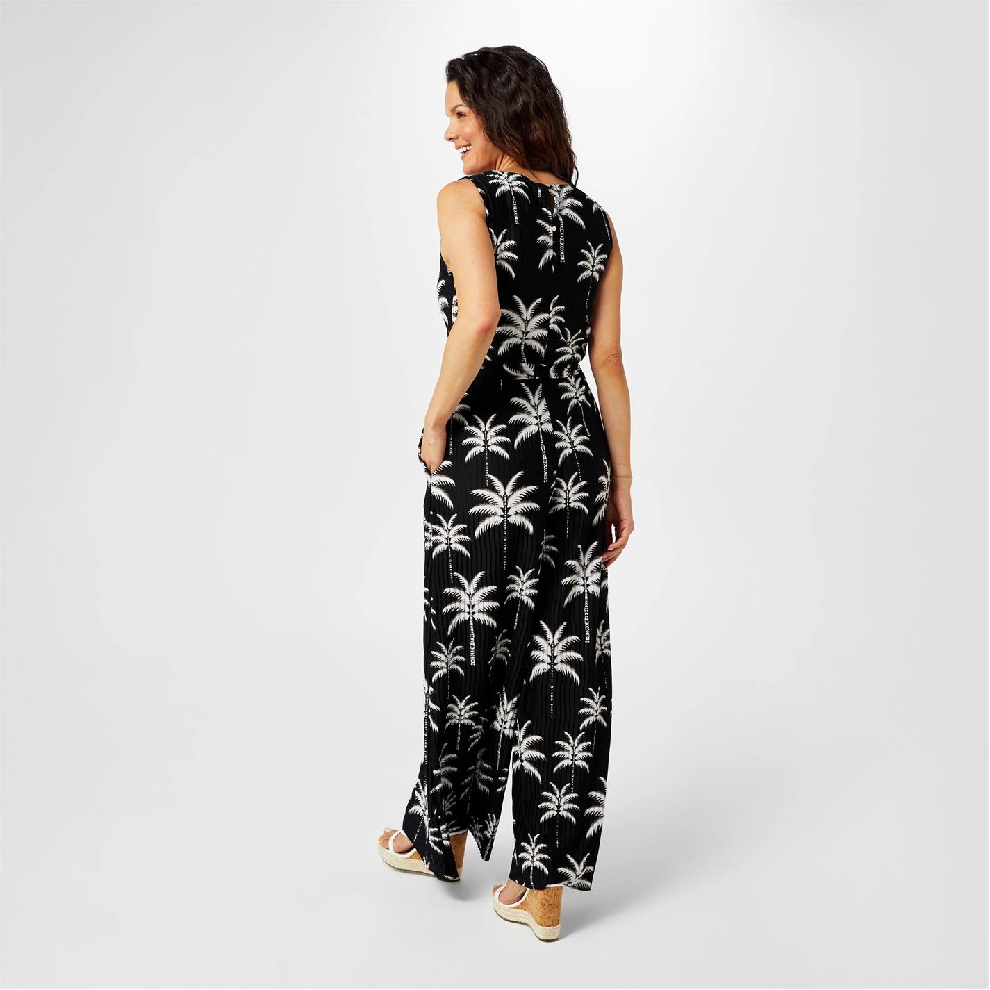 점프수트 프린트 Biba Plisse Jumpsuit Palm Print 54799299