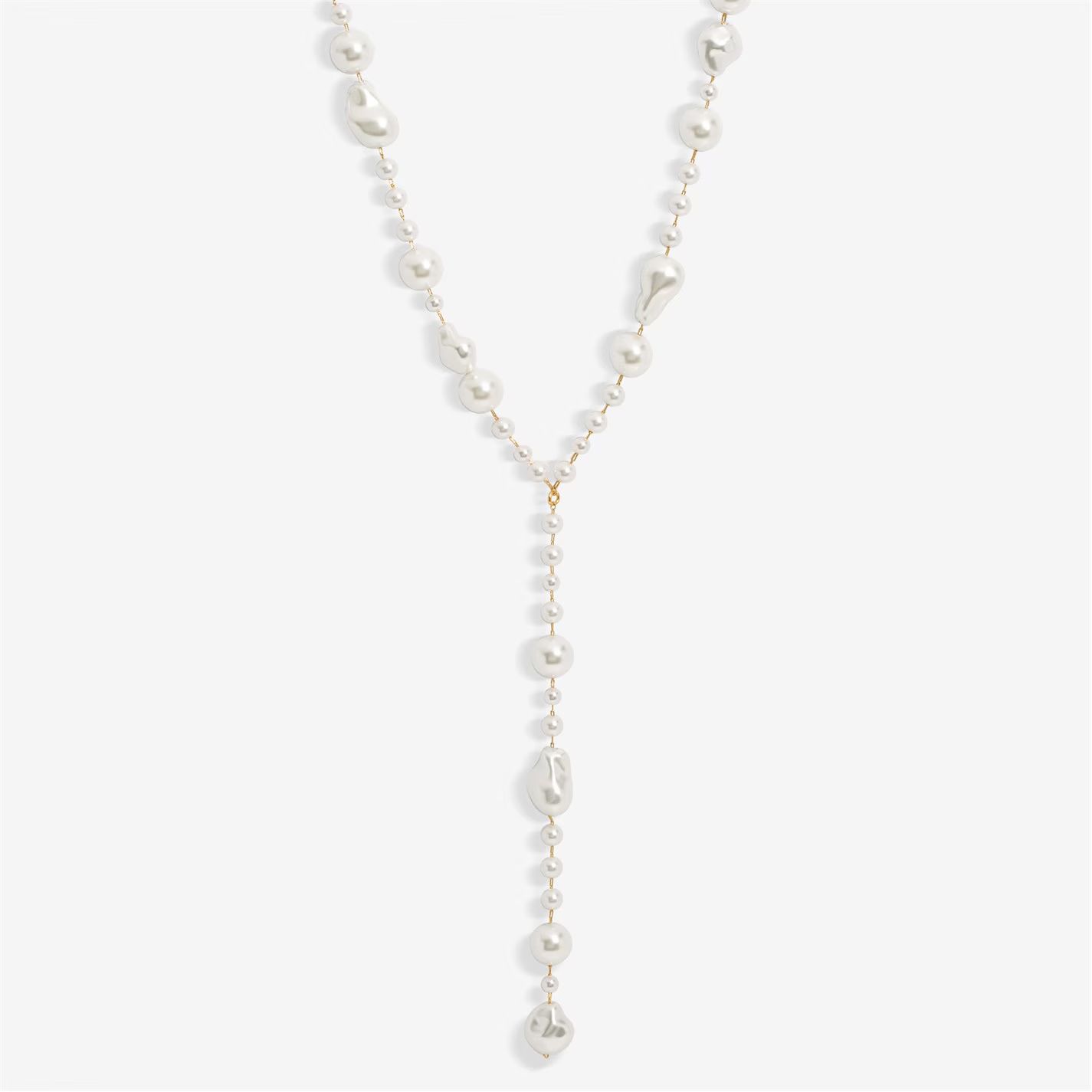 골드 플레이트 바로크 드롭 목걸이 Gold Plated Baroque Y Drop Necklace Gold 72206710