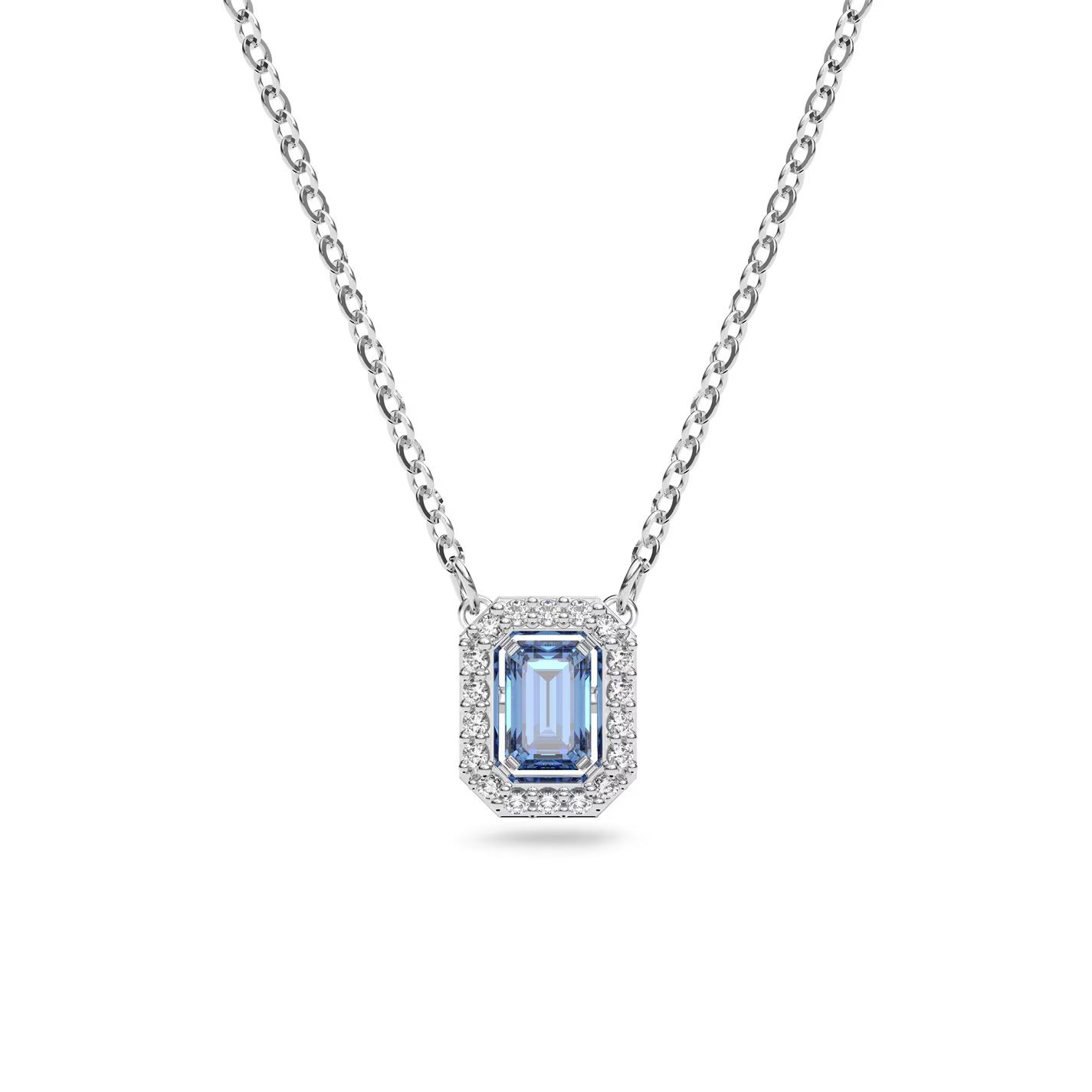 목걸이 컷 블루 로듐 플레이트 Una necklace, Octagon cut, Blue, Rhodium plated Silver/Blue 75737611