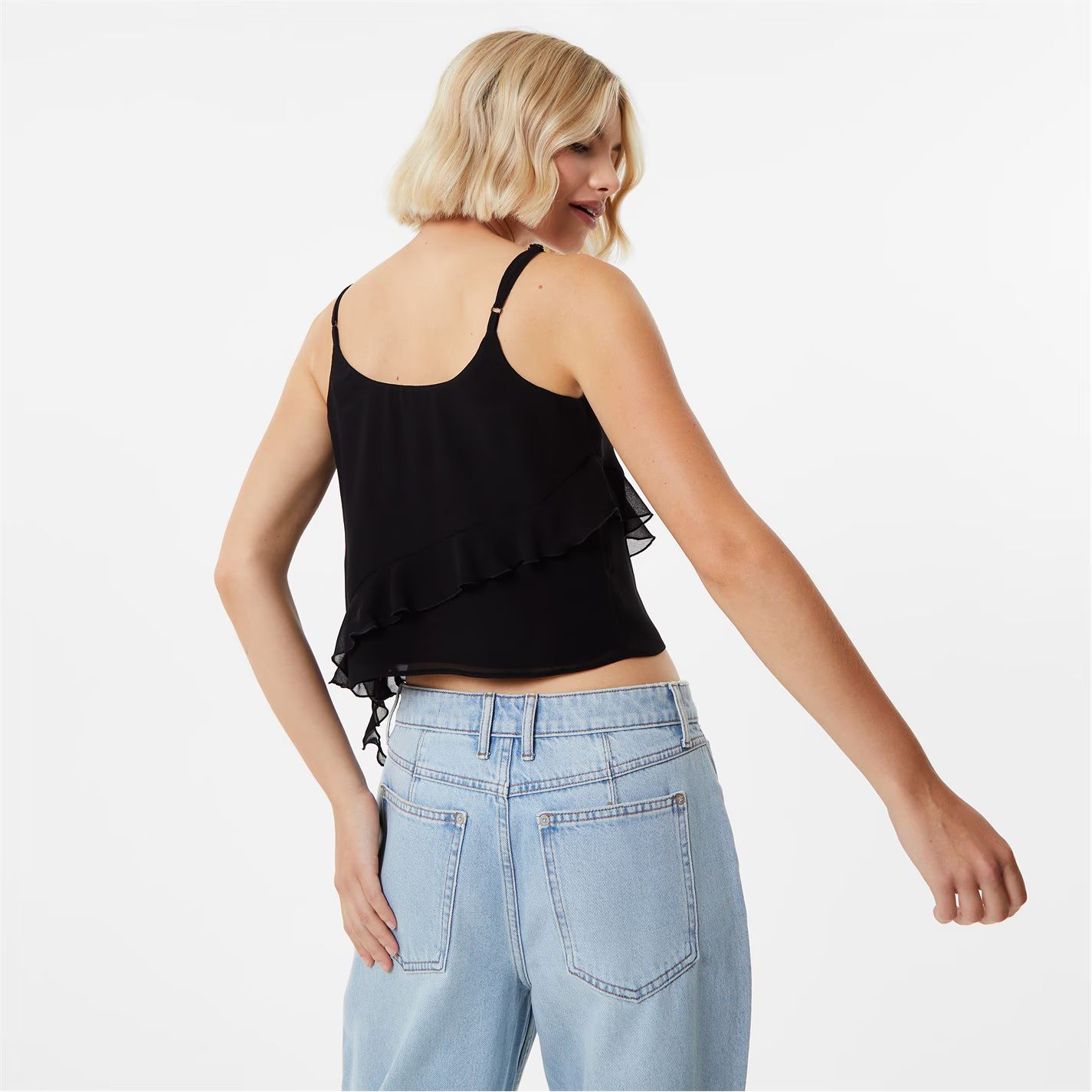 프릴 캐미솔 탑 블랙 Frill Cami Top Black 68605303