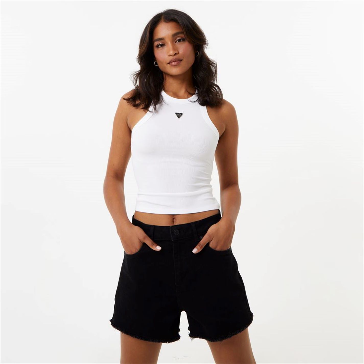 뱃지 탱크 탑 화이트 Badge Rib Tank Top White 62463301