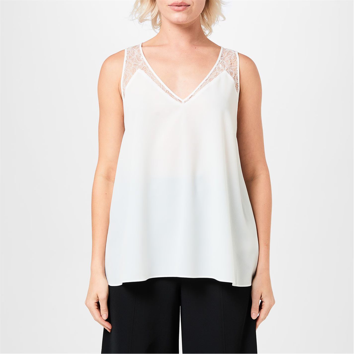 프렌치 레이스 트리밍 베스트 여성 윈터 French Connection Lace Trim Vest Womens Winter Whit 65761401