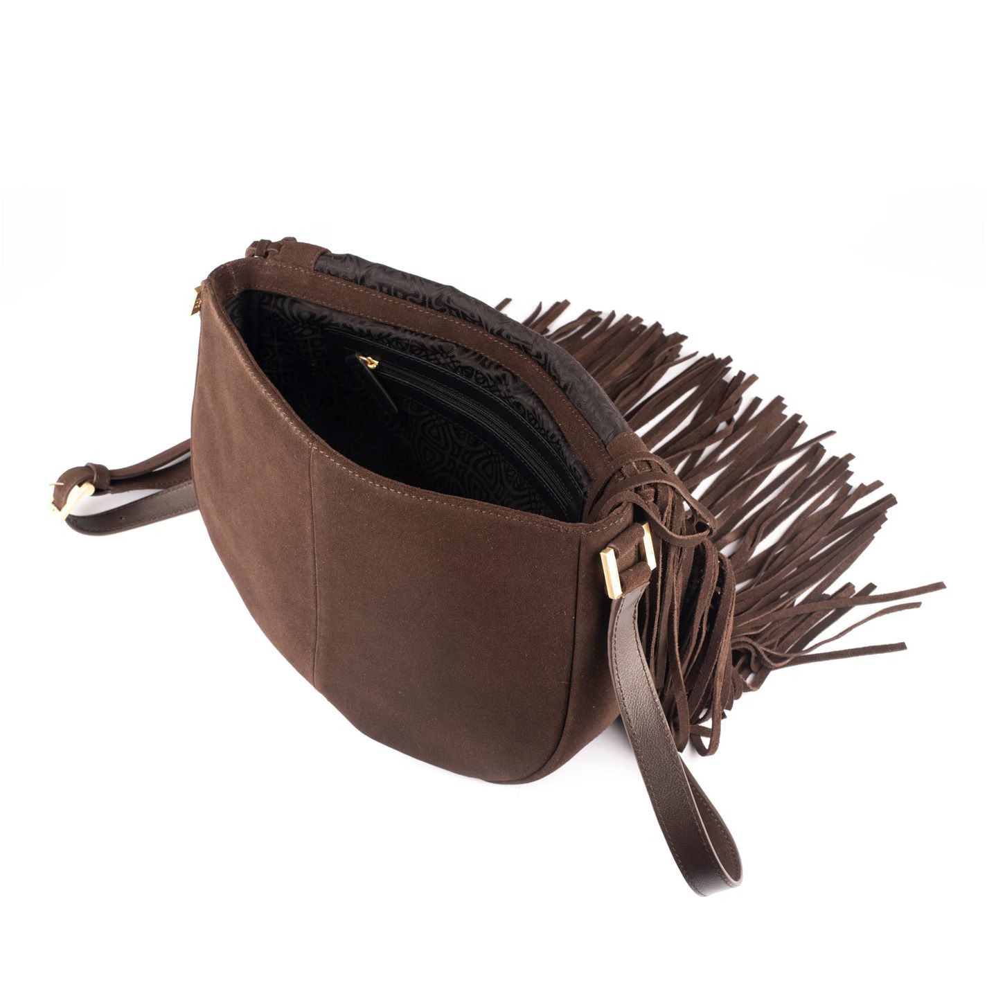 스웨이드 숄더 가방 초콜릿 Biba Suede Fringe Shoulder Bag Chocolate 86985305