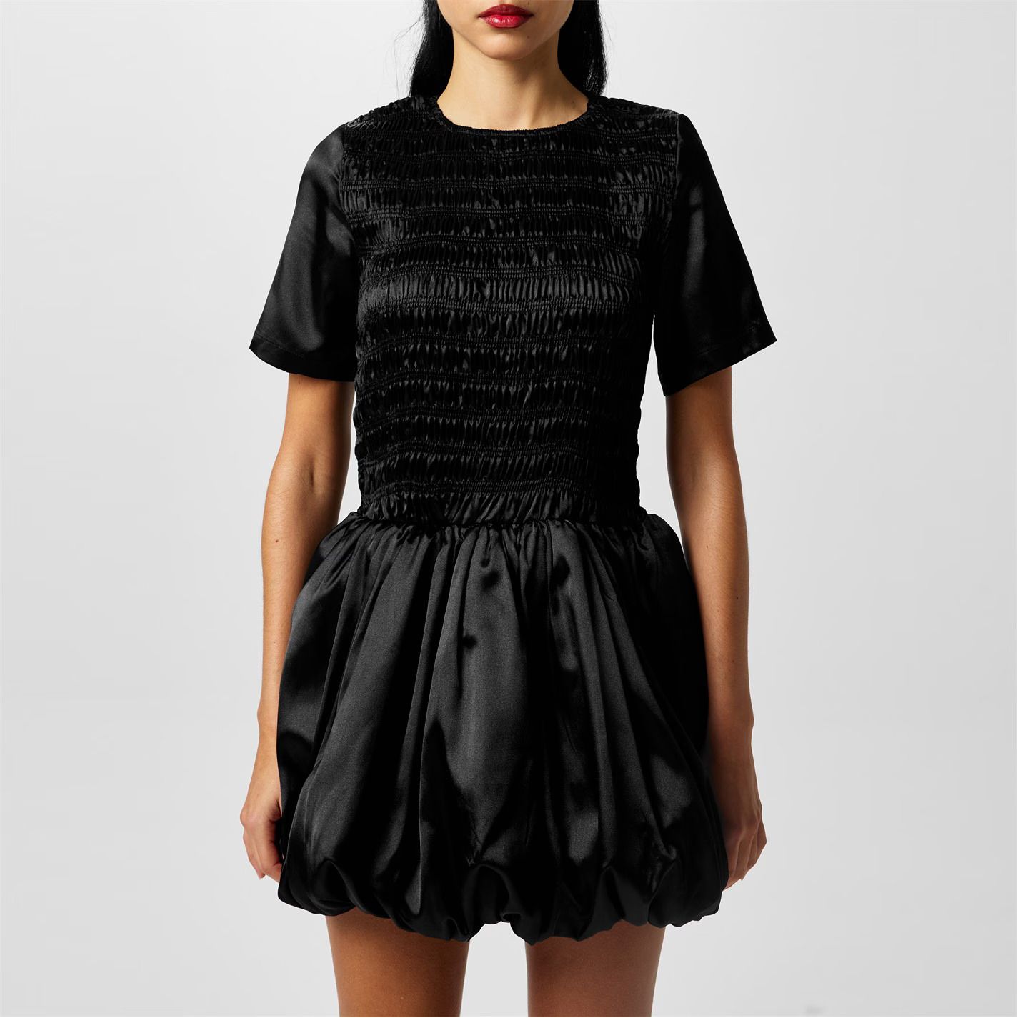 미니 드레스 Eleanor Shirred Mini Dress 323107 Black