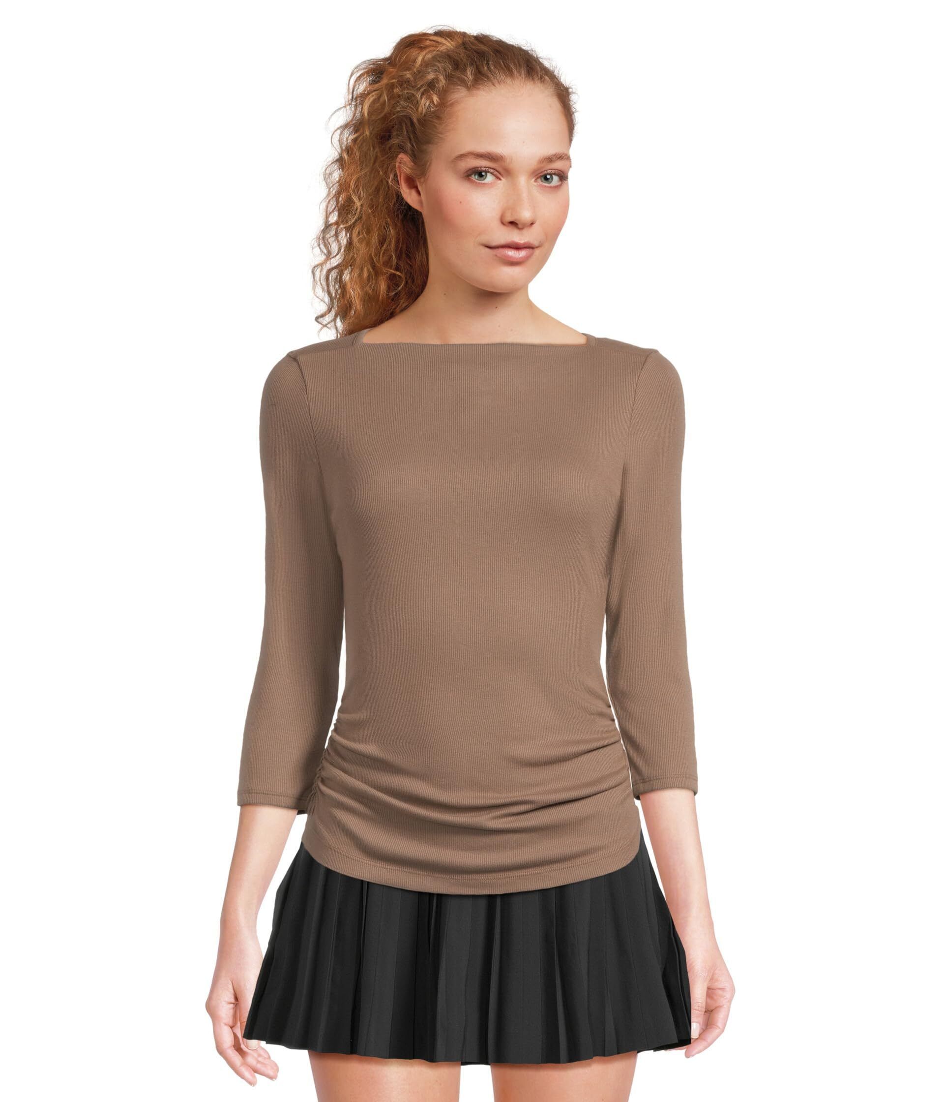 슬리브 스트레이트 넥 탑 Asha 3/4 Sleeve Straight Neck Top 10010266 9041