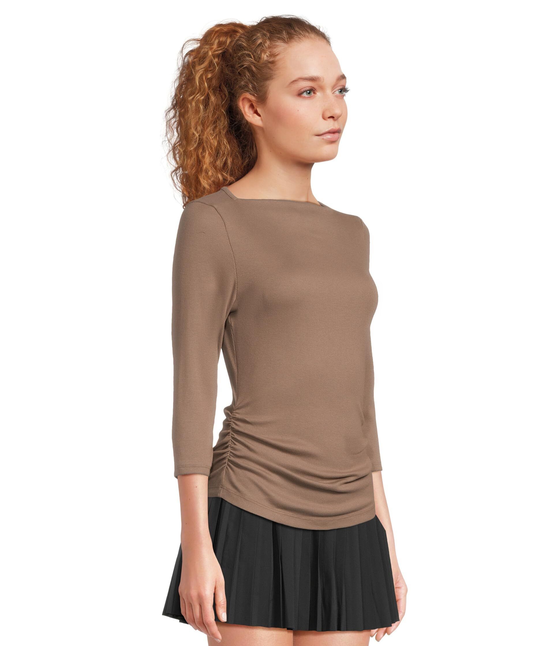 슬리브 스트레이트 넥 탑 Asha 3/4 Sleeve Straight Neck Top 10010266 9041