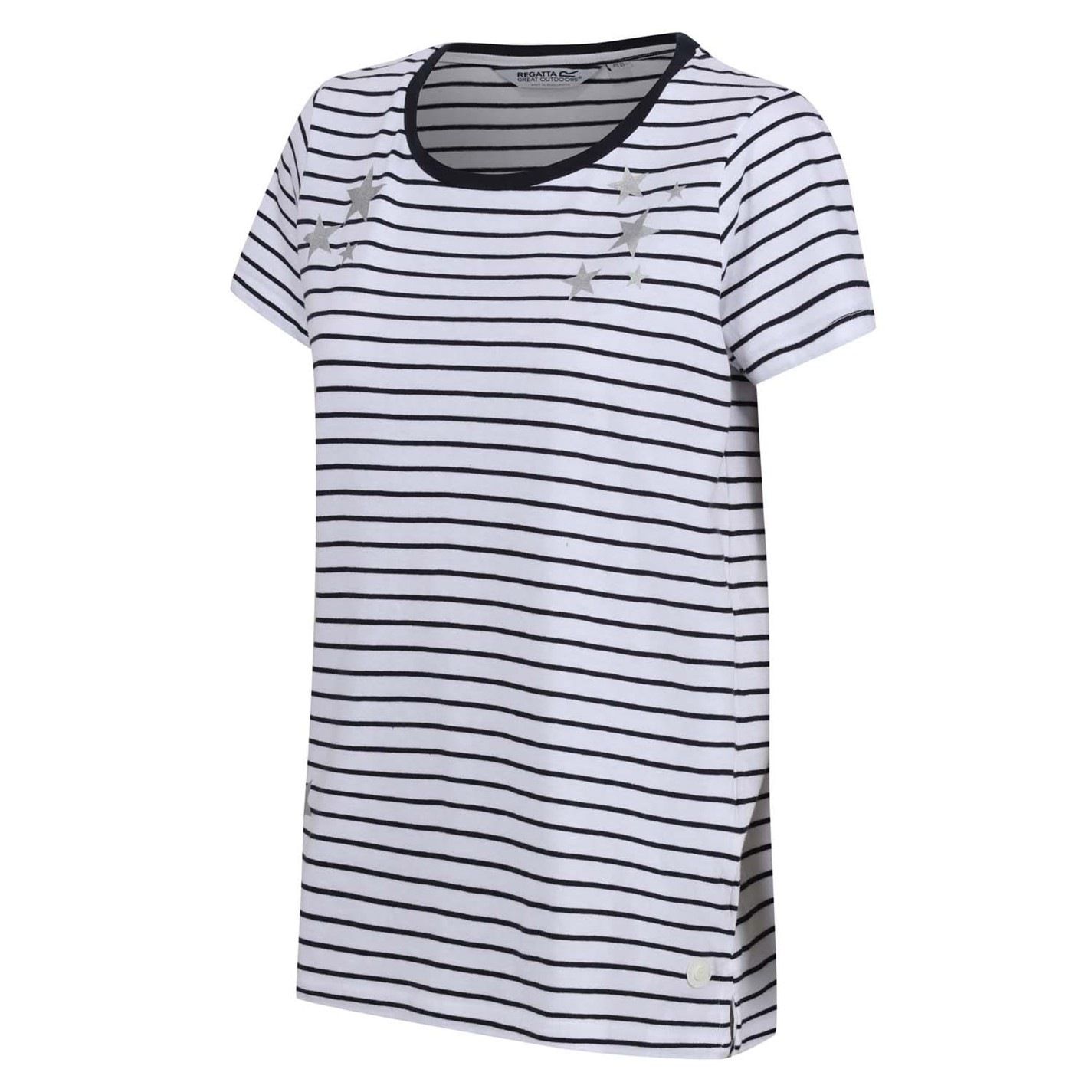 스트라이프 그래픽 티셔츠 화이트 네이비 Odalis II Striped Graphic T-Shirt White Navy 31712801