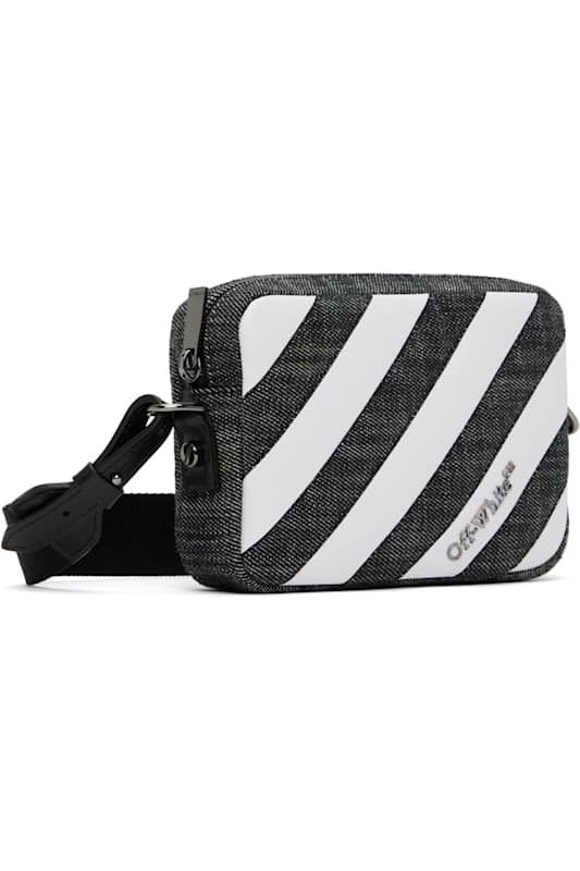 블랙 화이트 퀼티드 카메라 가방 Black & White Diagonal Quilted Camera Bag 16860491