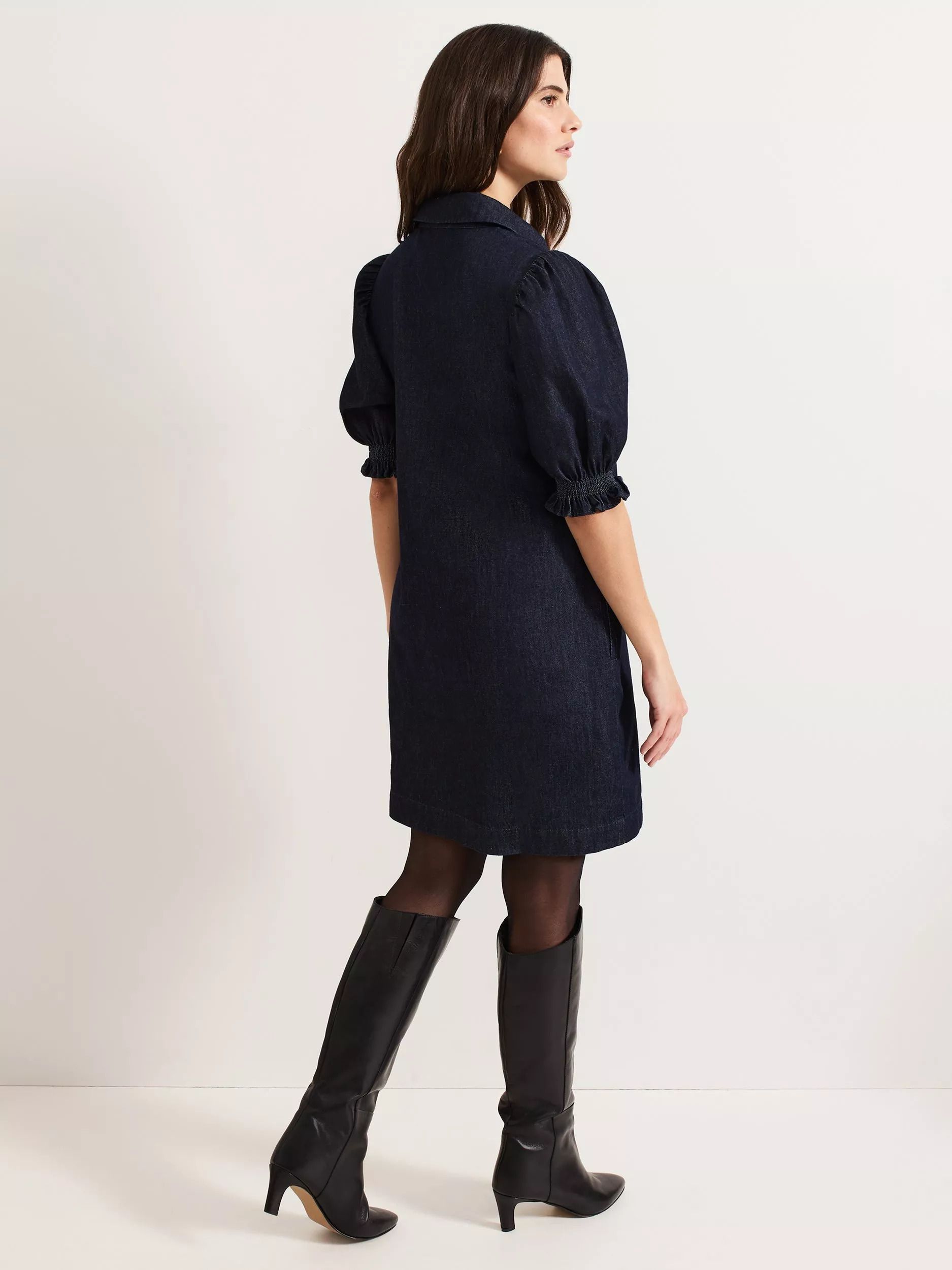 데님 드레스 다크 블루 Candice Denim Scallop Dress, Dark Blue 112881017