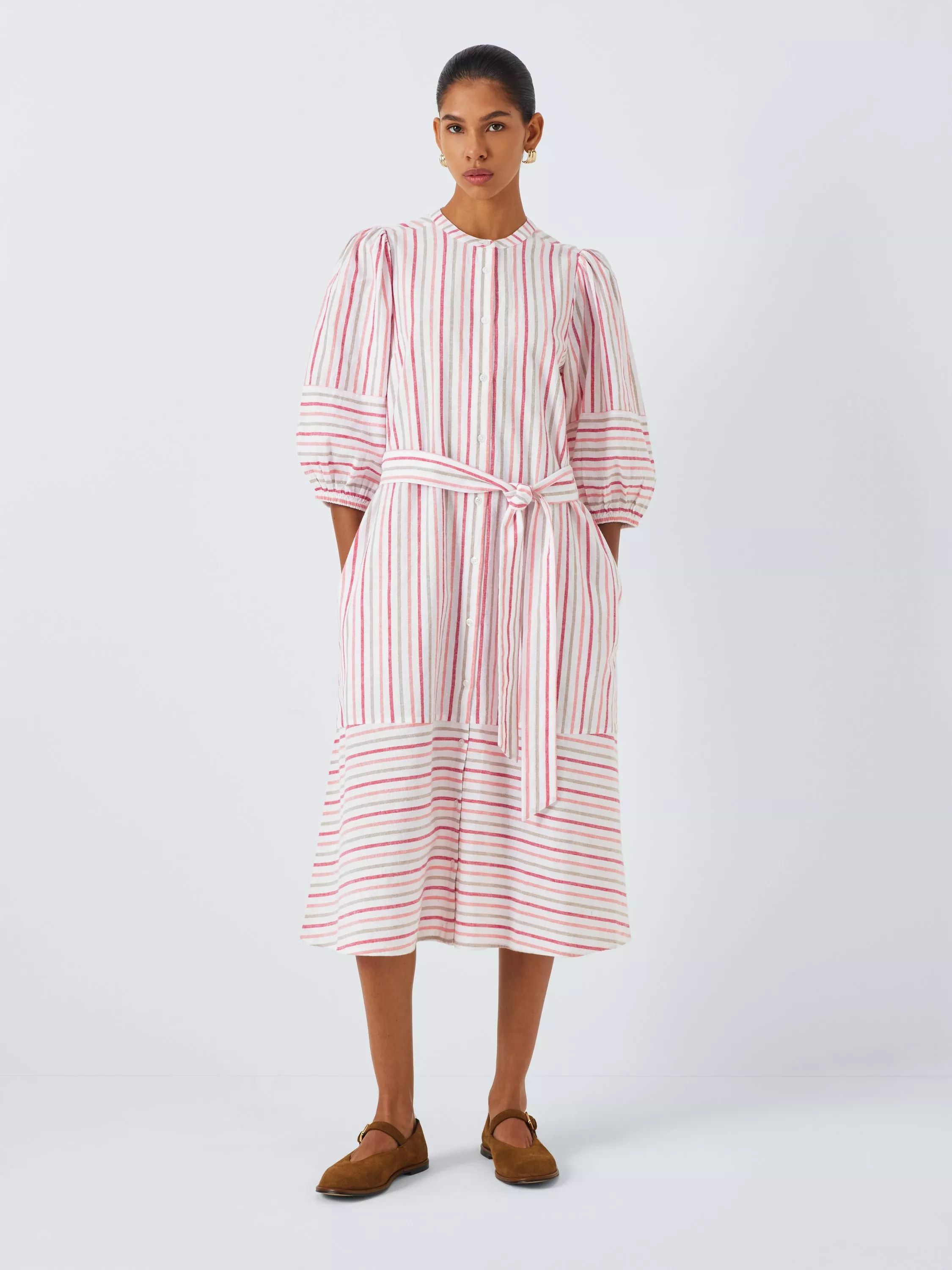 테아 미디 셔츠 드레스 멀티 스트라이프 Thea Midi Shirt Dress, Multi Stripe 113308811