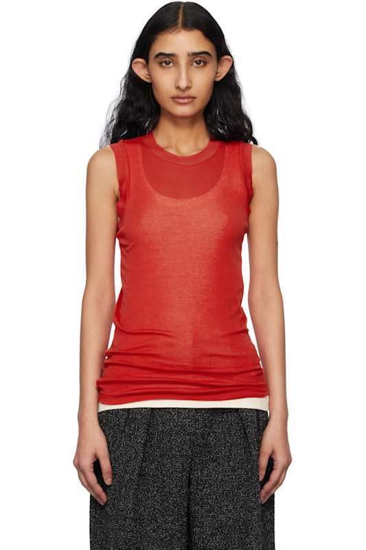 레드 수퍼 하이 탱크 탑 Red Super High Gauge Sheer Tank Top 17322481