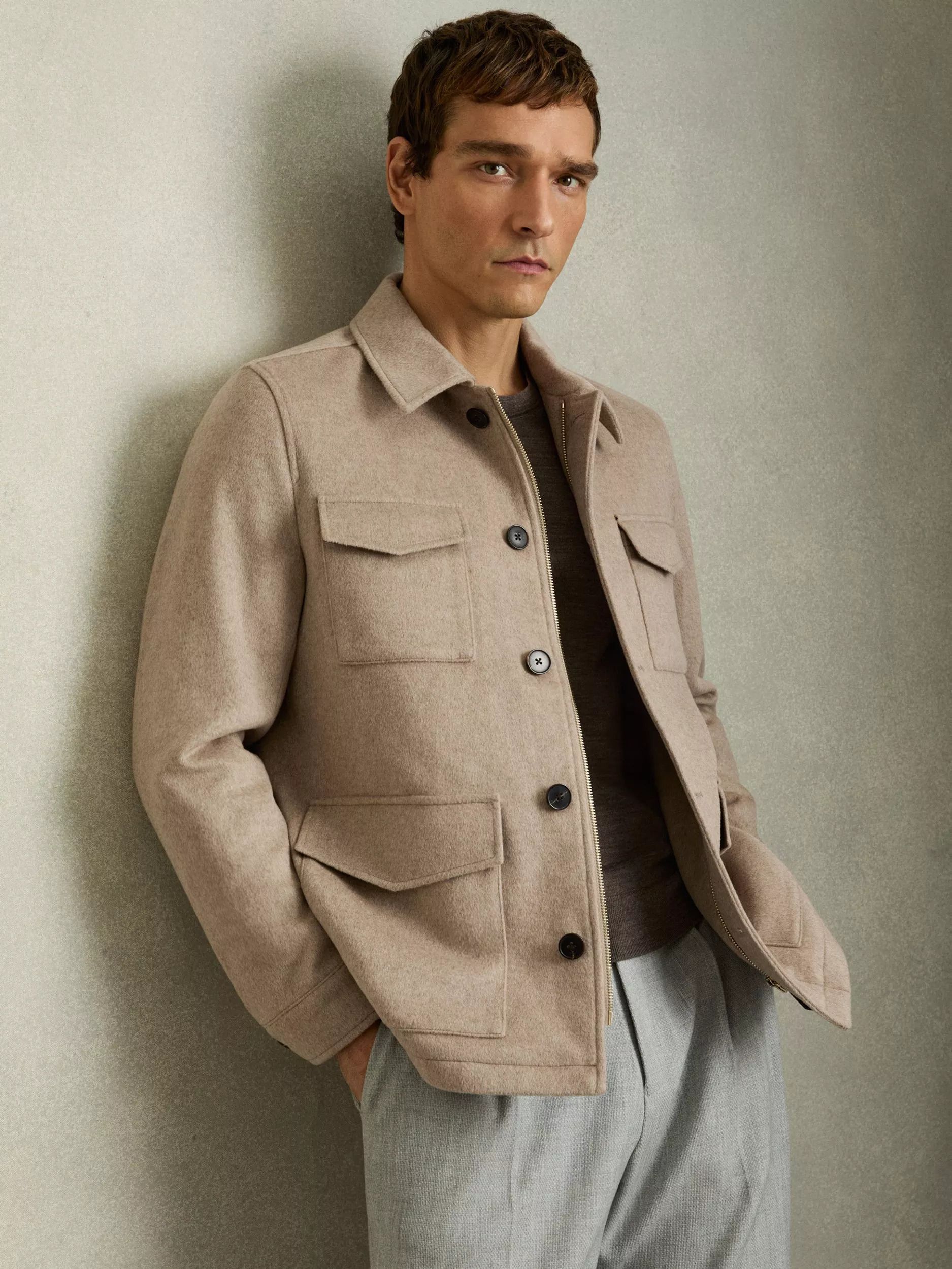 울 블렌드 셔츠 자켓 베이지 멜란지 Graze Wool Blend Shacket, Beige Melange 113157685