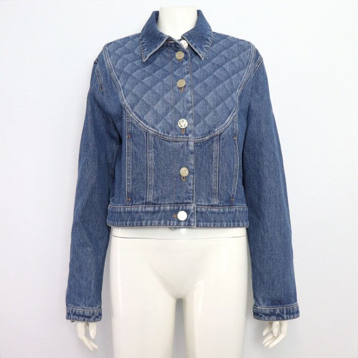 CHANEL Quilted Gold Button Women's Denim Jacket P73392 2223