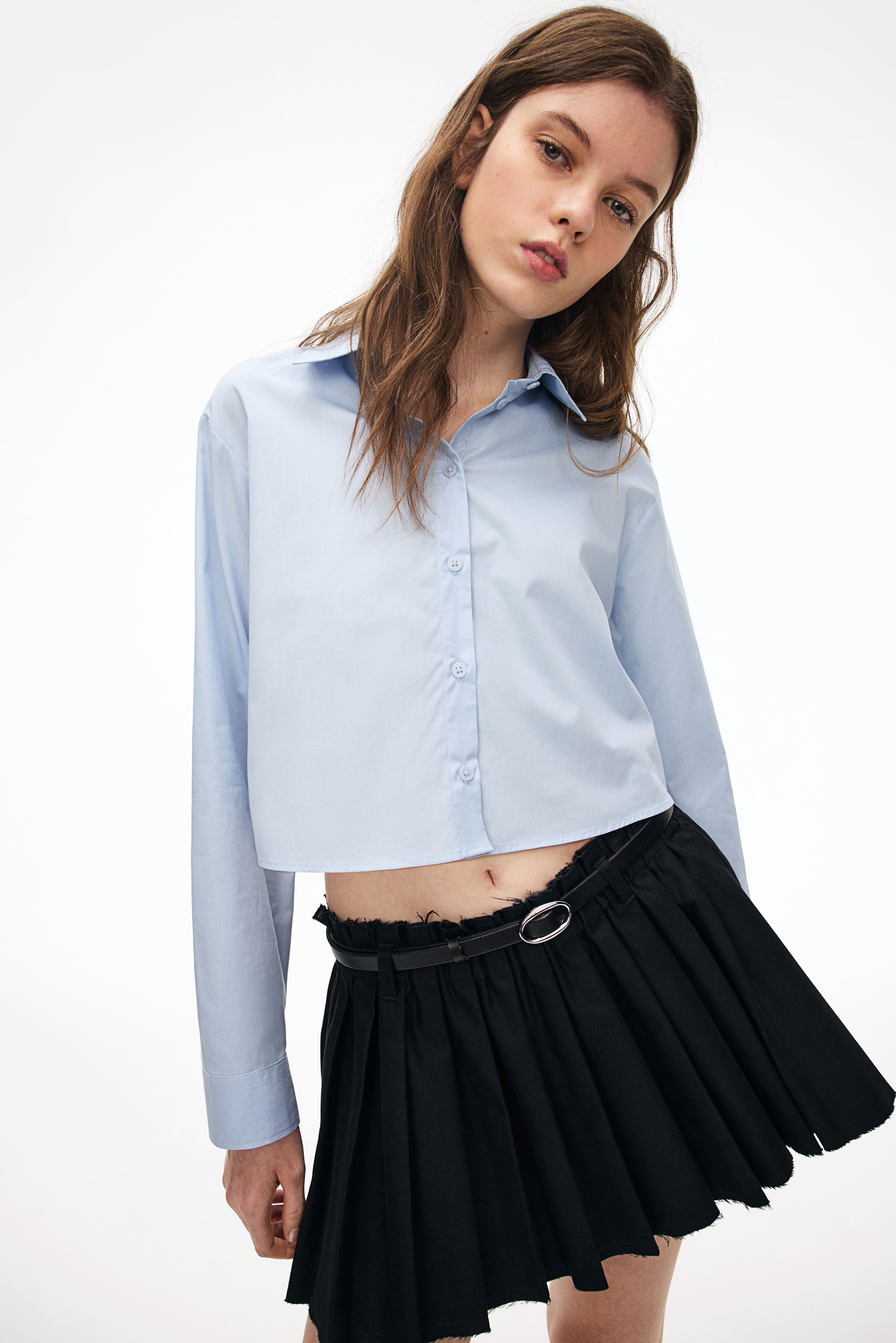 크롭 셔츠 Cropped tie-detail shirt 1276195002