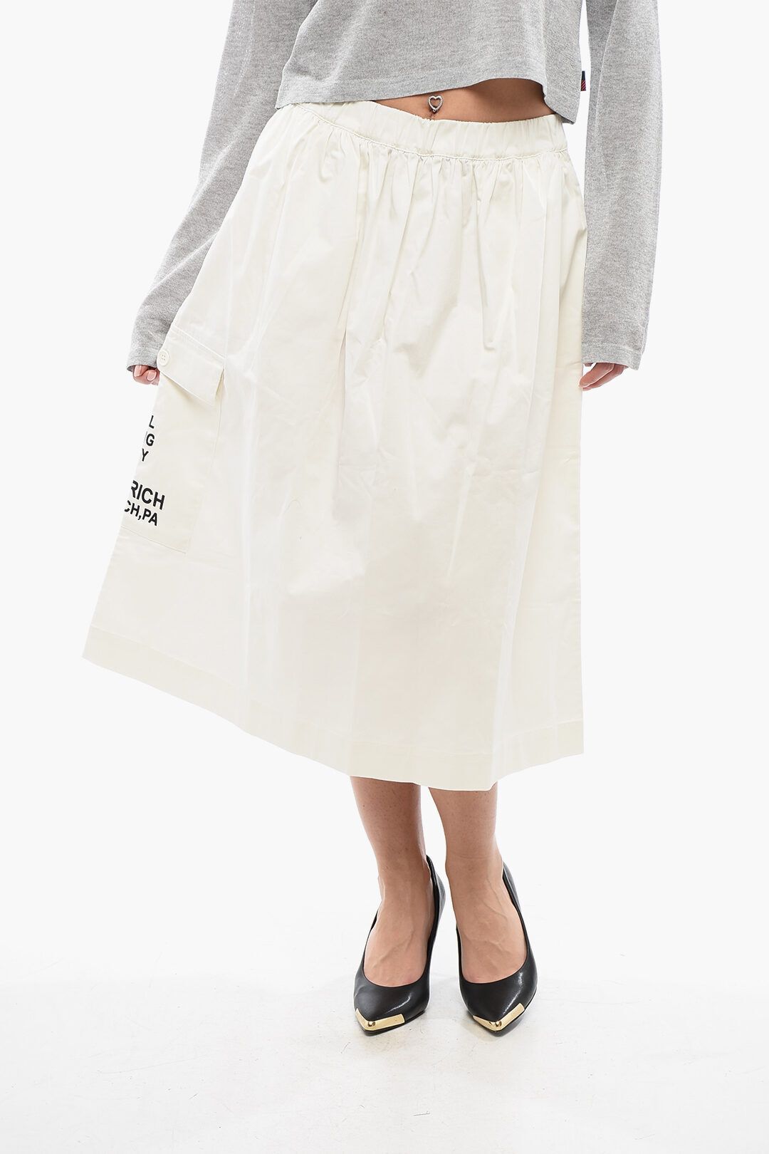 코튼 블렌드 미디 스커트 유틸리티 포켓 PENN-RICH Cotton Blend Midi Skirt with Utility Pockets 642548