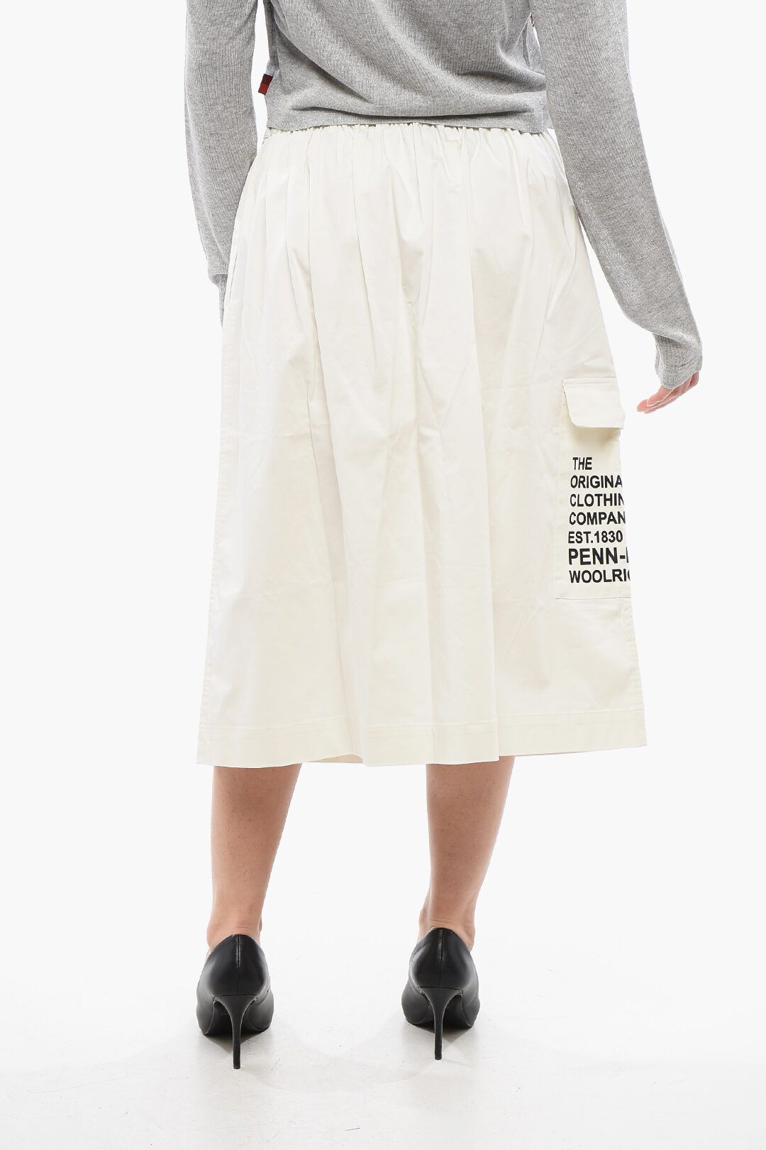 코튼 블렌드 미디 스커트 유틸리티 포켓 PENN-RICH Cotton Blend Midi Skirt with Utility Pockets 642548