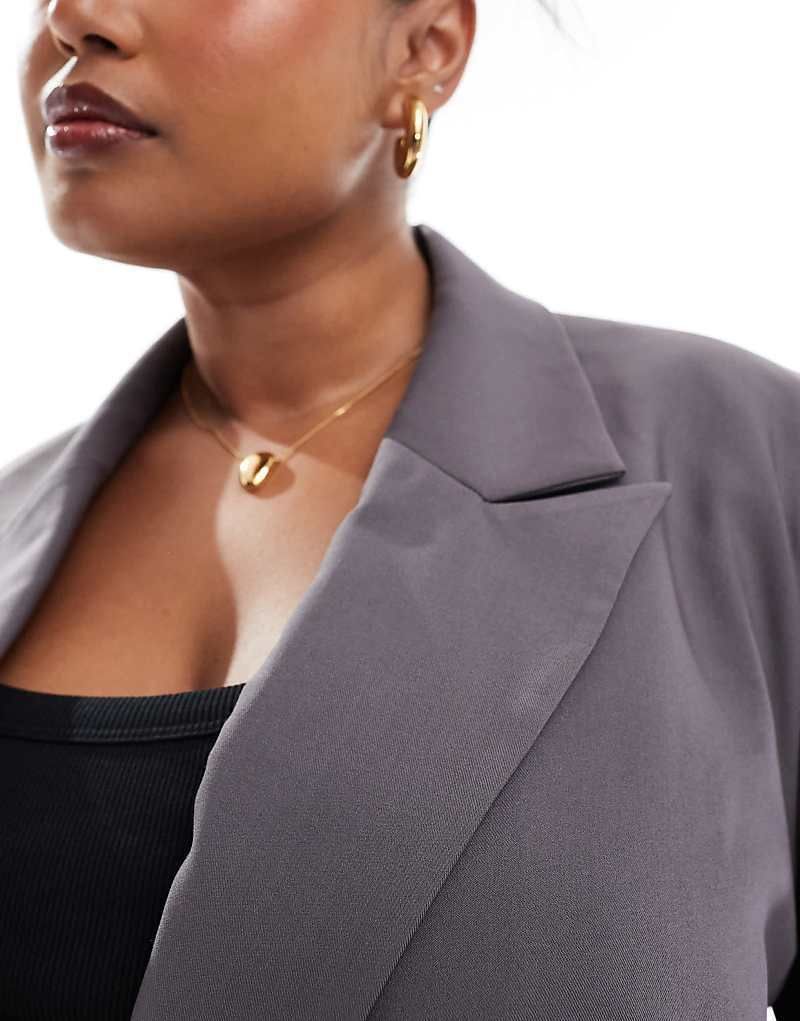 디자인 릴렉스 핏 블레이저 그레이 ASOS DESIGN Curve   Eleganter Relaxed Fit Blazer in Grau 207008153Grau