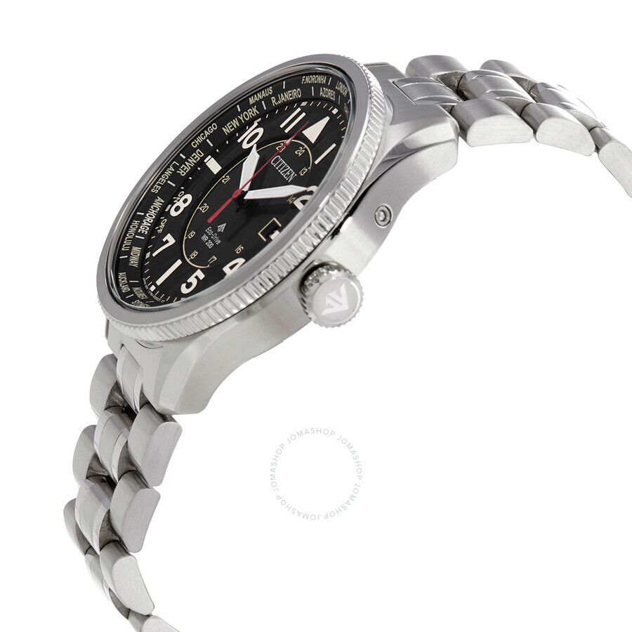 스카이 타임 블랙 다이얼 남성 시계 Promaster Sky World Time Eco-Drive Black Dial Men's Watch BX1010-53E CZBX1010-53E