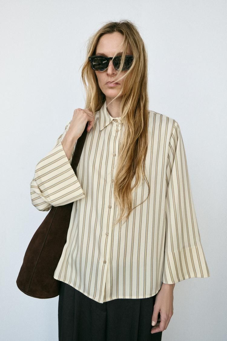 와이드 슬리브 스트라이프 블라우스 WIDE SLEEVE STRIPED BLOUSE 436517732