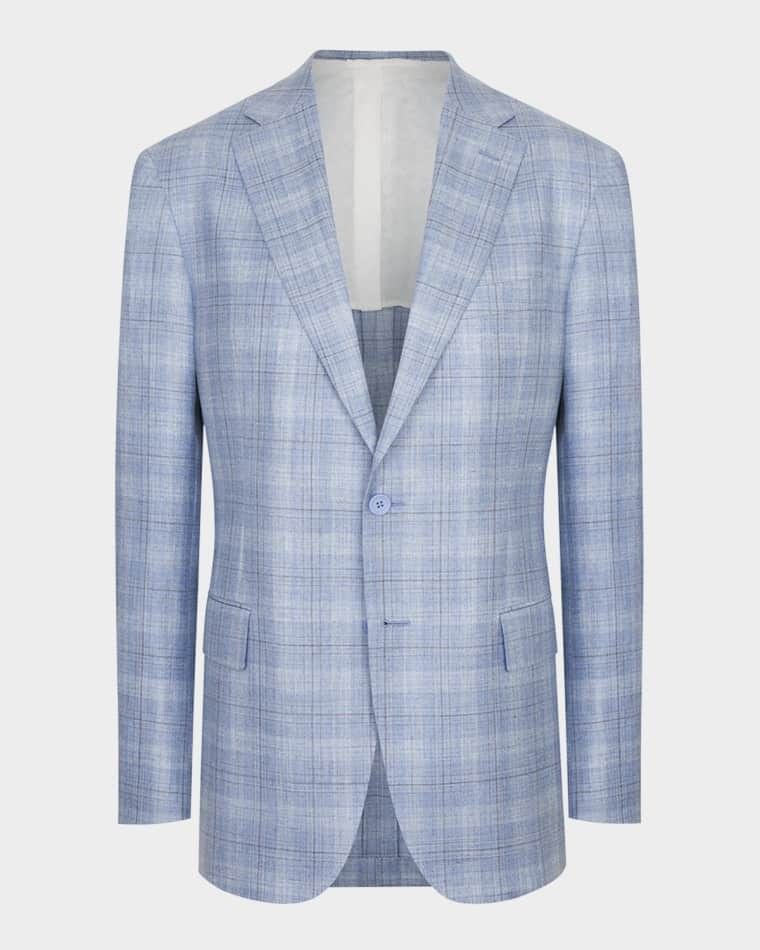 남성 스포츠 코트 Men's Plaid Single-Breasted Sport Coat prod276510257LIGHT BLUE