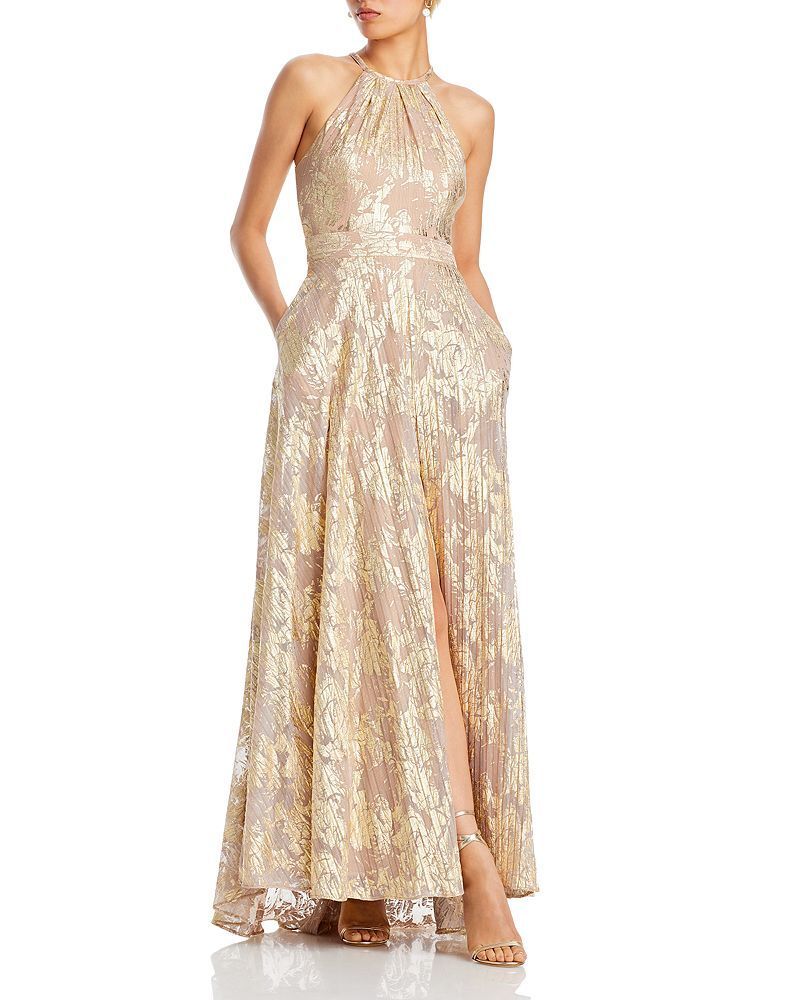 니트 메탈릭 드레스 Foil Knit Metallic Halter Gown - Exclusive 3929577