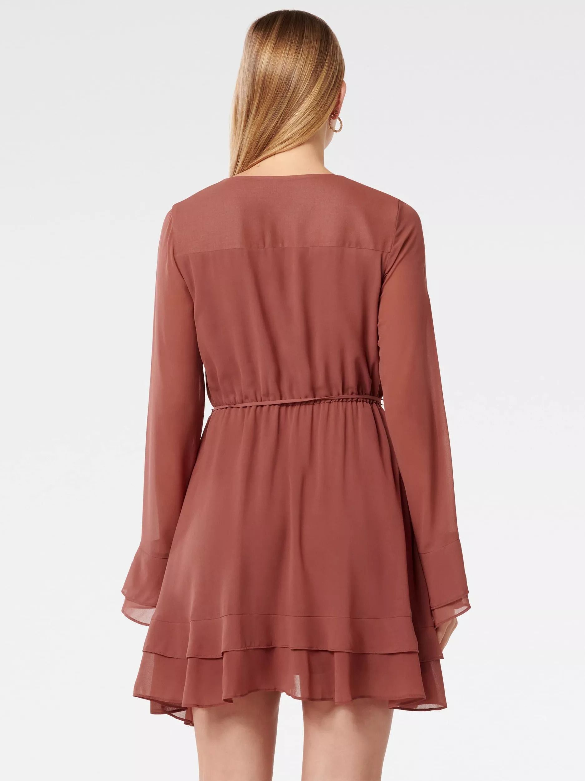 롱 슬리브 미니 드레스 다크 로즈 Piper Ruffle Long Sleeve Mini Dress, Dark Rose 113316503