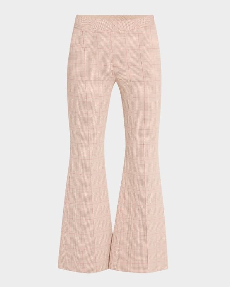 플레어 크롭 바지 Plaid Flare Crop Pull-On Trousers prod278340160CARAMELRED