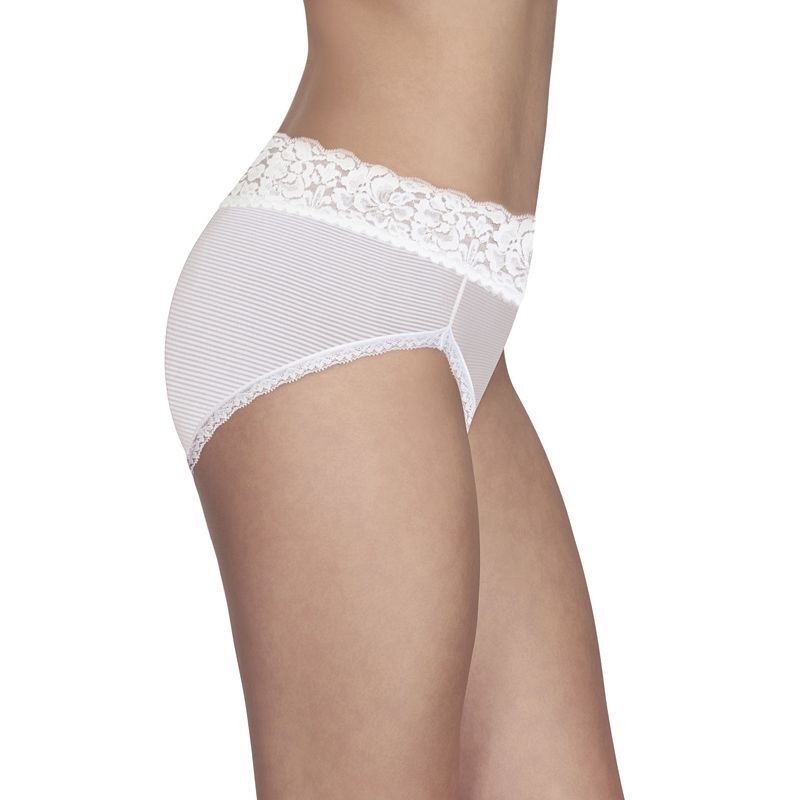 여성 레이스 Women's Flattering Lace Hi-Cut Panty Underwear 13280, extended sizes available 1948345 Star White
