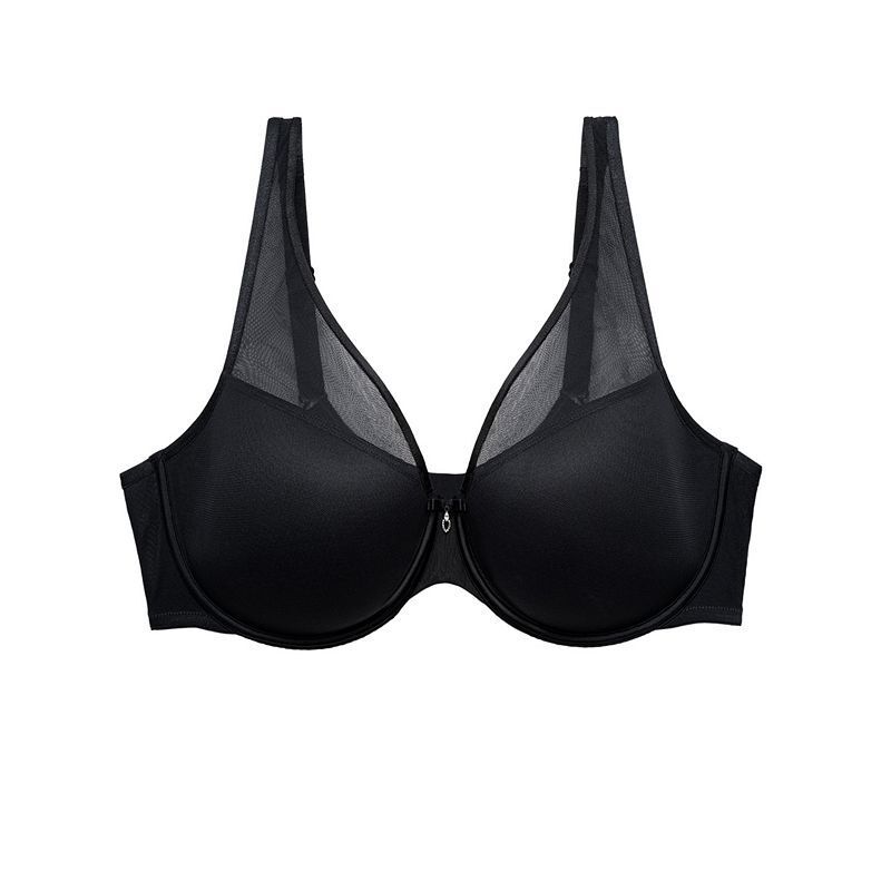 여성 메쉬 티셔츠 브라 Women's Plus Size Sheer Mesh Plunge T-shirt Bra 21227841 Black hue