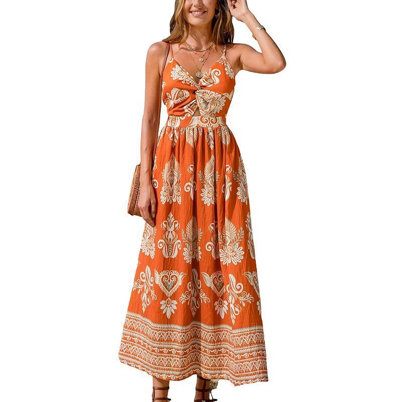 여성 이브닝 미디 비치 드레스 Women's Evening Sun Ornate Midi Beach Dress 21342438 Orange