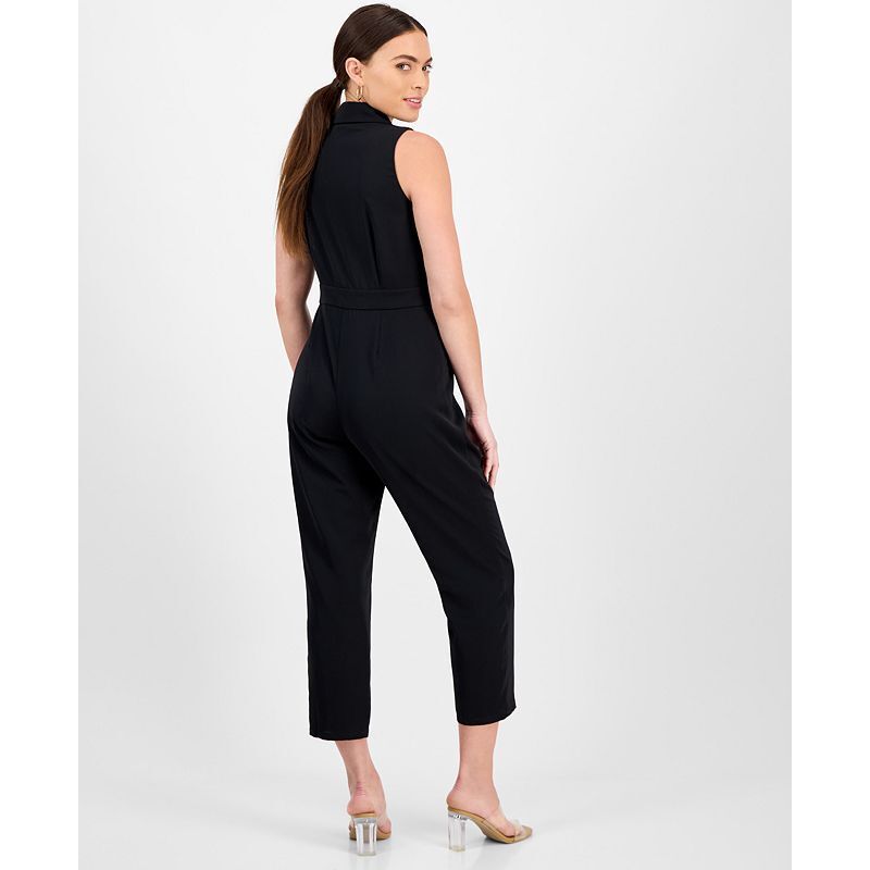 쁘띠 민소매 점프수트 Petite Sleeveless Notch-Lapel Jumpsuit, Created for Macy's 17110568 Deep Black
