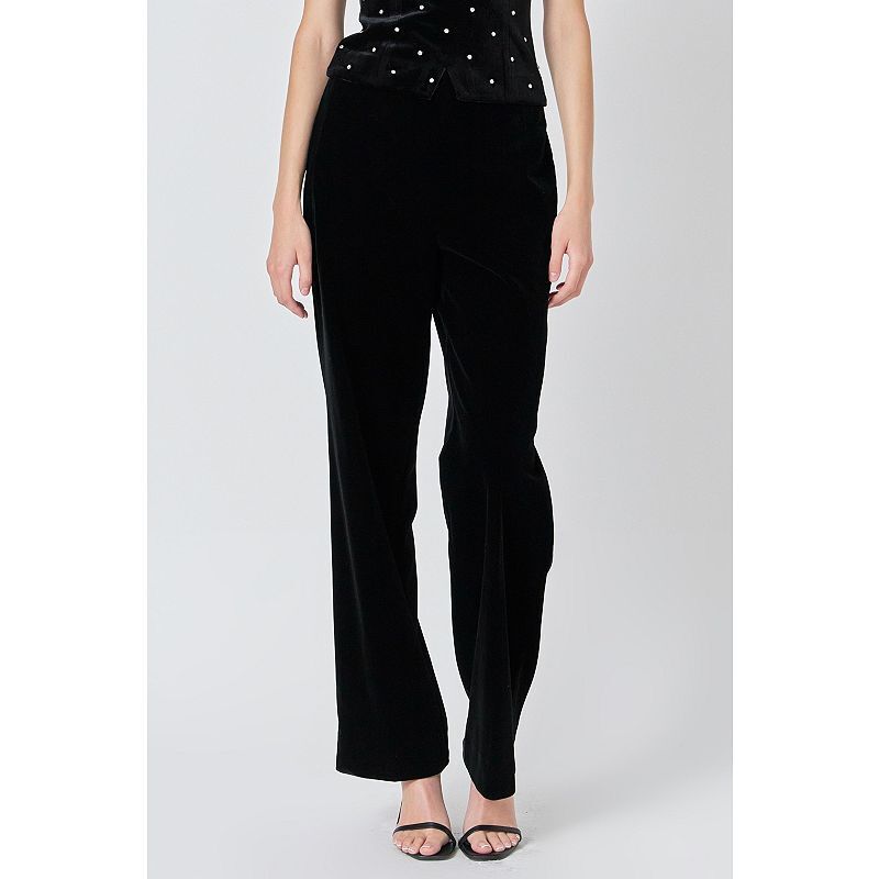 여성 벨벳 하이 바지 Women's Velvet High Waisted Trousers 20506614 Black