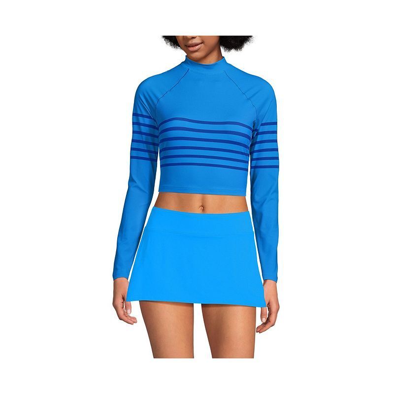 여성 롱 슬리브 크롭 Women's SunShade UPF 50 Long Sleeve Cropped Rash Guard 21068163 Freshwater blue placed stripe