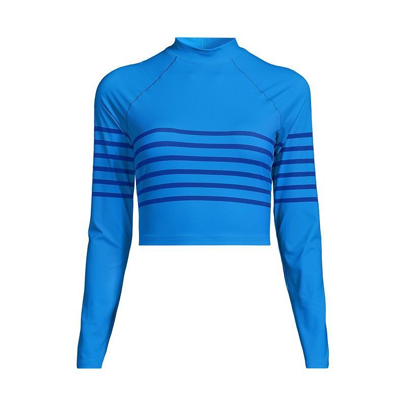 여성 롱 슬리브 크롭 Women's SunShade UPF 50 Long Sleeve Cropped Rash Guard 21068163 Freshwater blue placed stripe